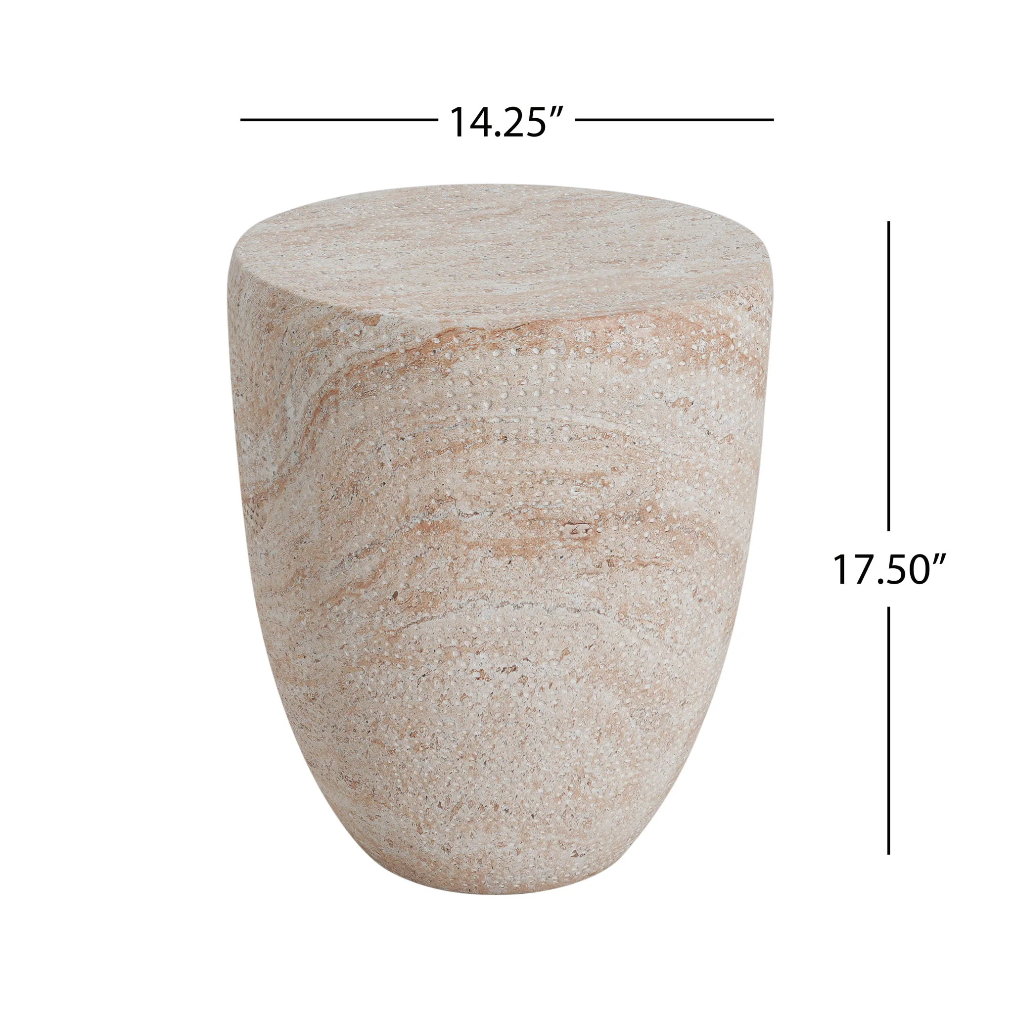 Outdoor / Indoor Lightweight, Concrete Side Table, Travertine - Beige - Image 4