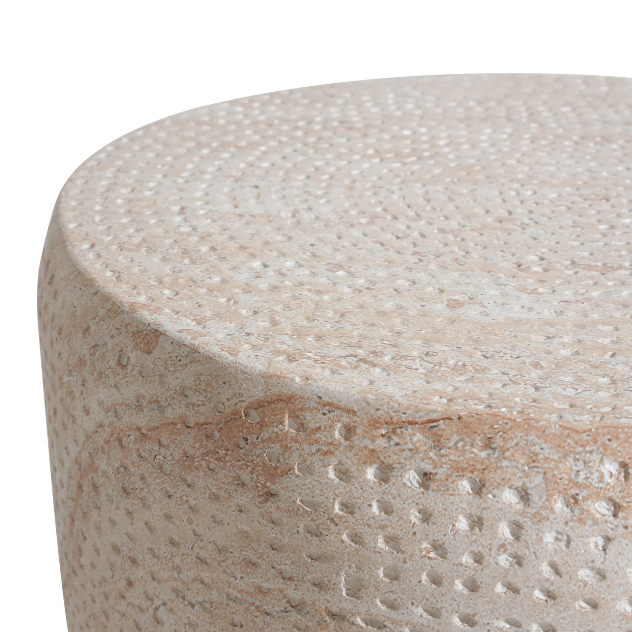 Outdoor / Indoor Lightweight, Concrete Side Table, Travertine - Beige - Image 8