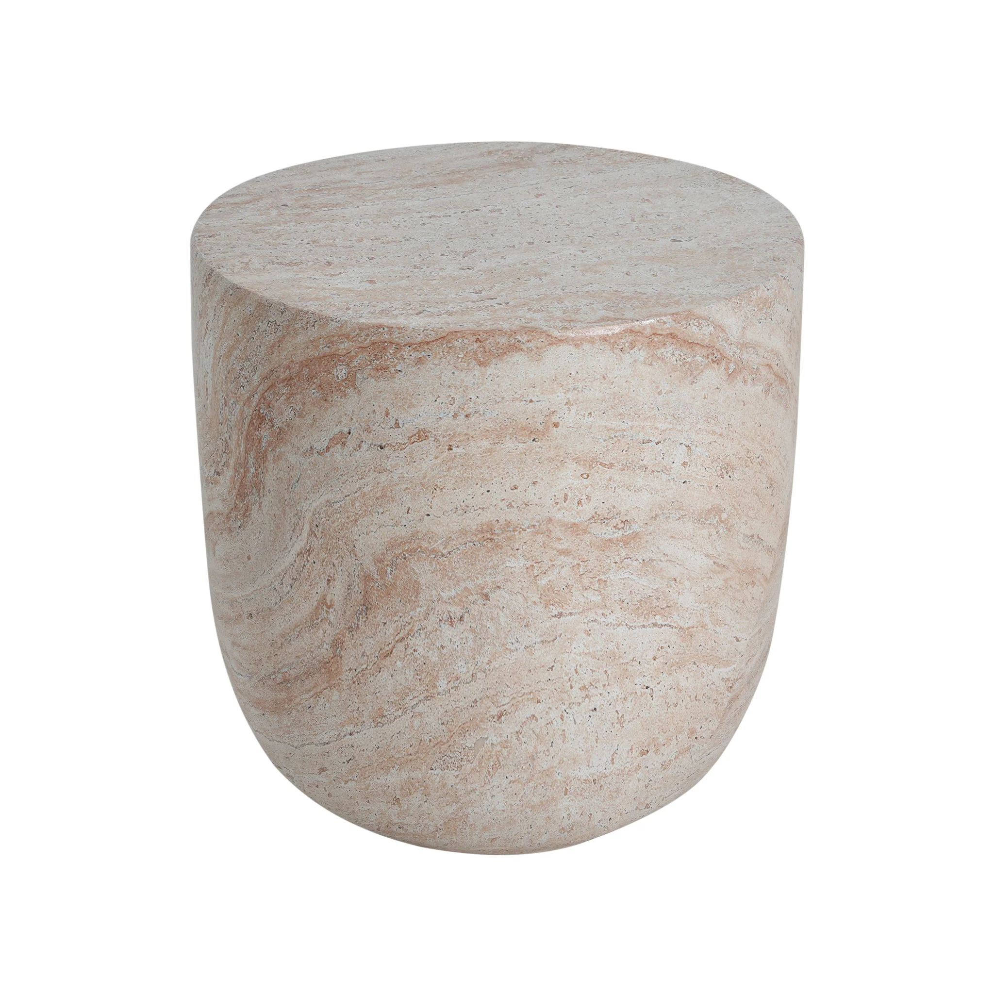 Outdoor / Indoor, Lightweight Concrete Side Table With Travertine - Beige - Image 9