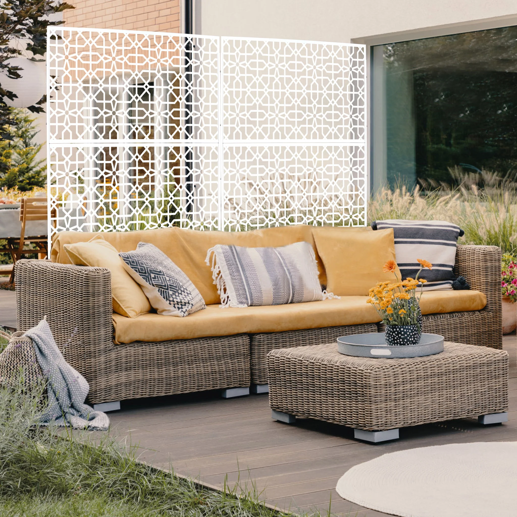 Outdoor & Indoor Metal Freestanding Decorative Privacy Screen - Image 3