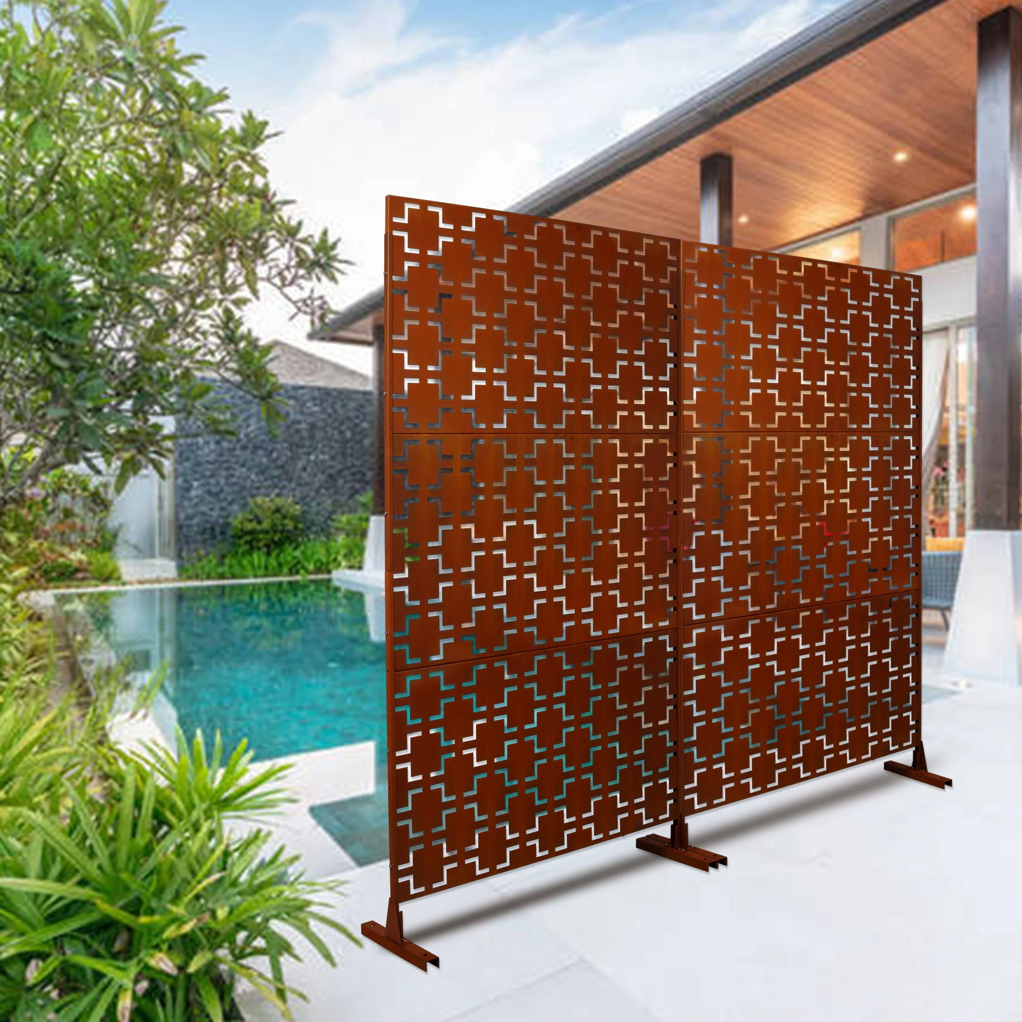 Outdoor & Indoor Metal Privacy Freestanding Decorative Screen - Image 24