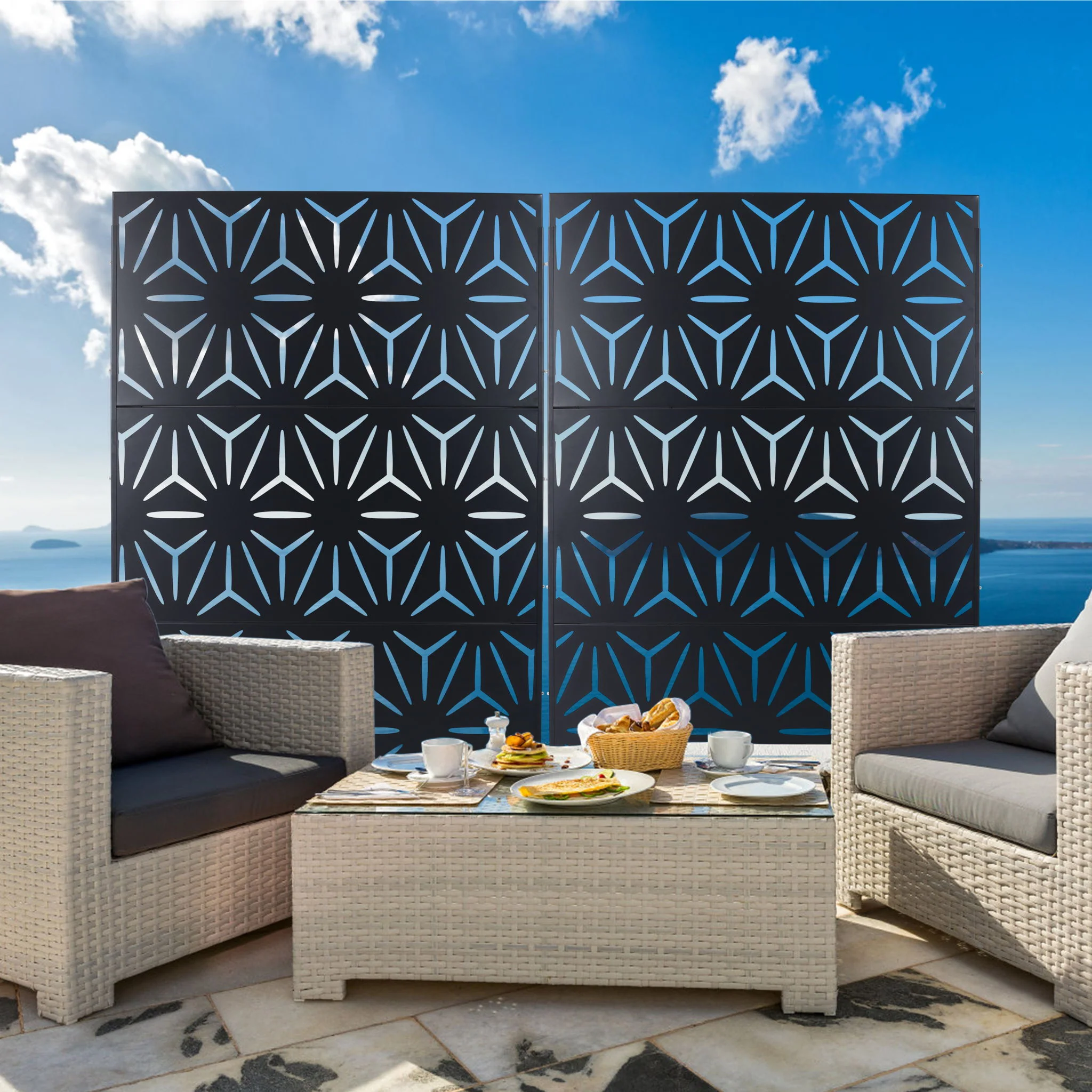 Outdoor & Indoor Metal Privacy Screen, Freestanding Decorative Panels - Image 13