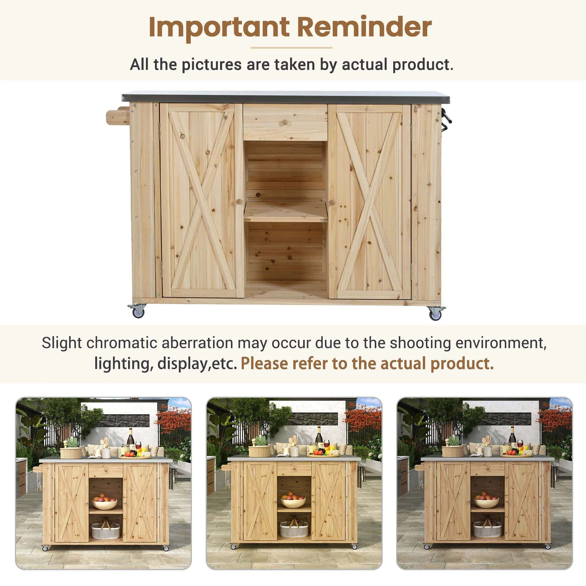 Outdoor Kitchen Island With Stainless Steel Top, Ample Storage Space, Towel And Spice Racks And A Bottle Opener - Image 8