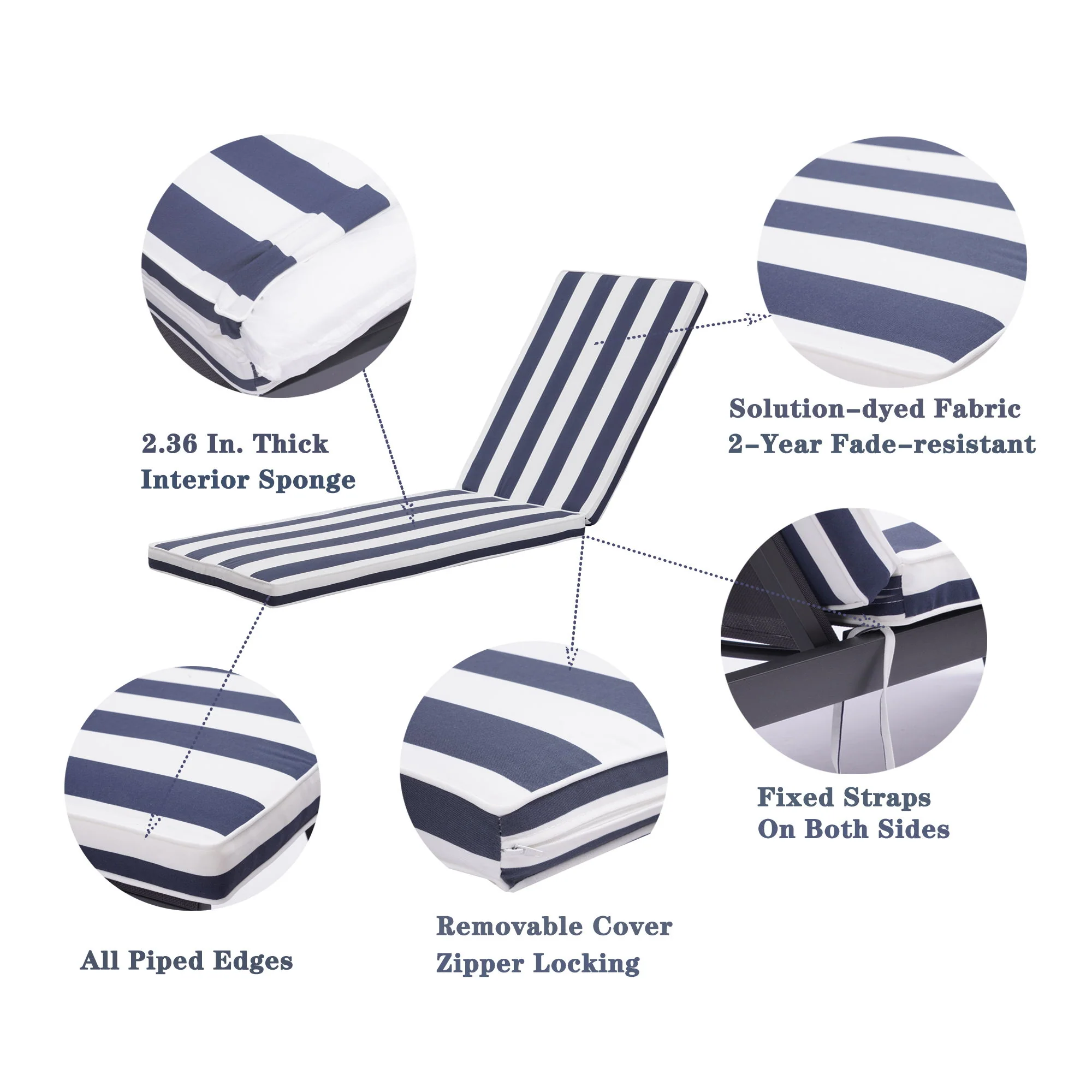 Outdoor Lounge Chair Cushion Replacement Patio Funiture Seat Cushion Chaise Lounge Cushion - Image 23