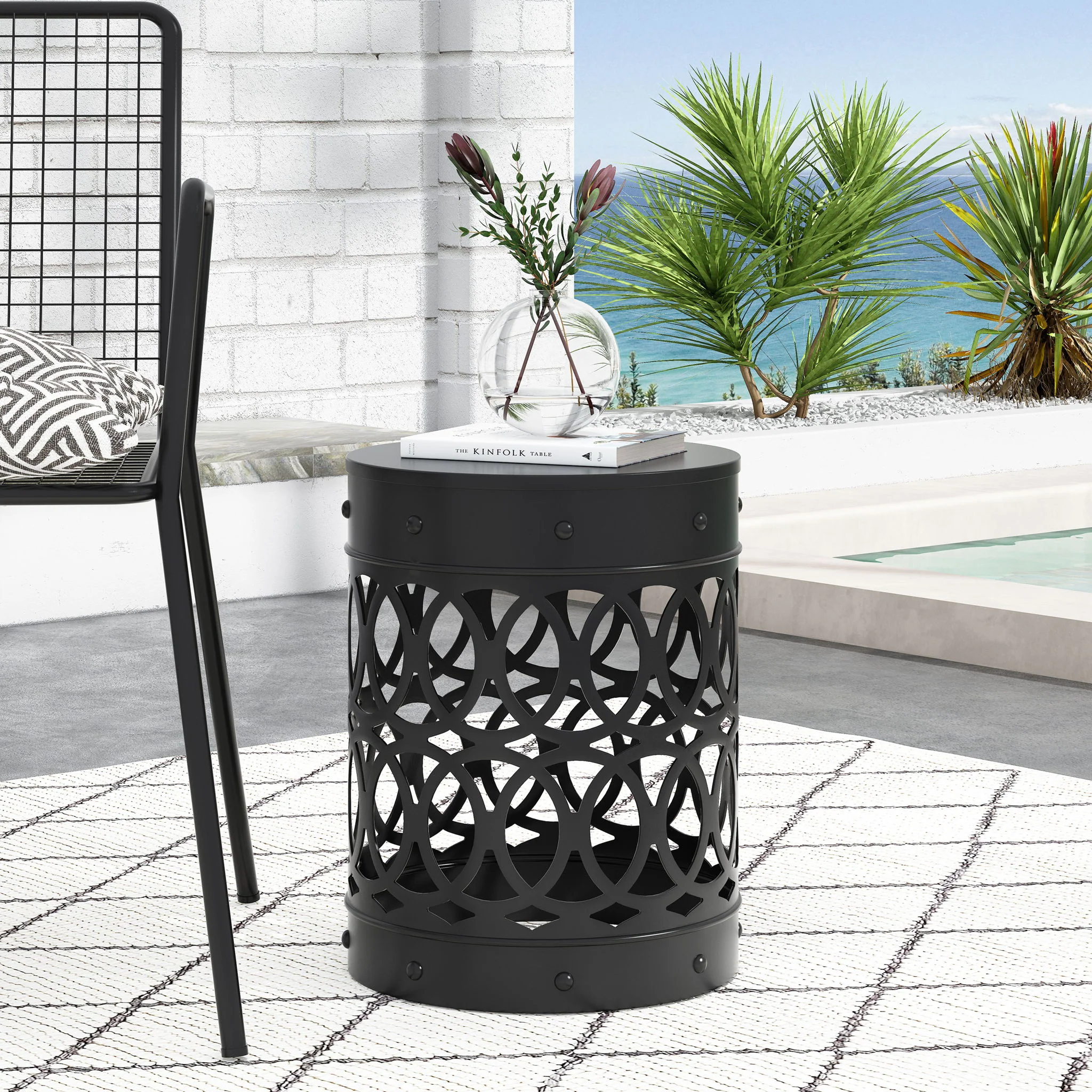 Outdoor Metal Large End Table, Modern Design - Image 45