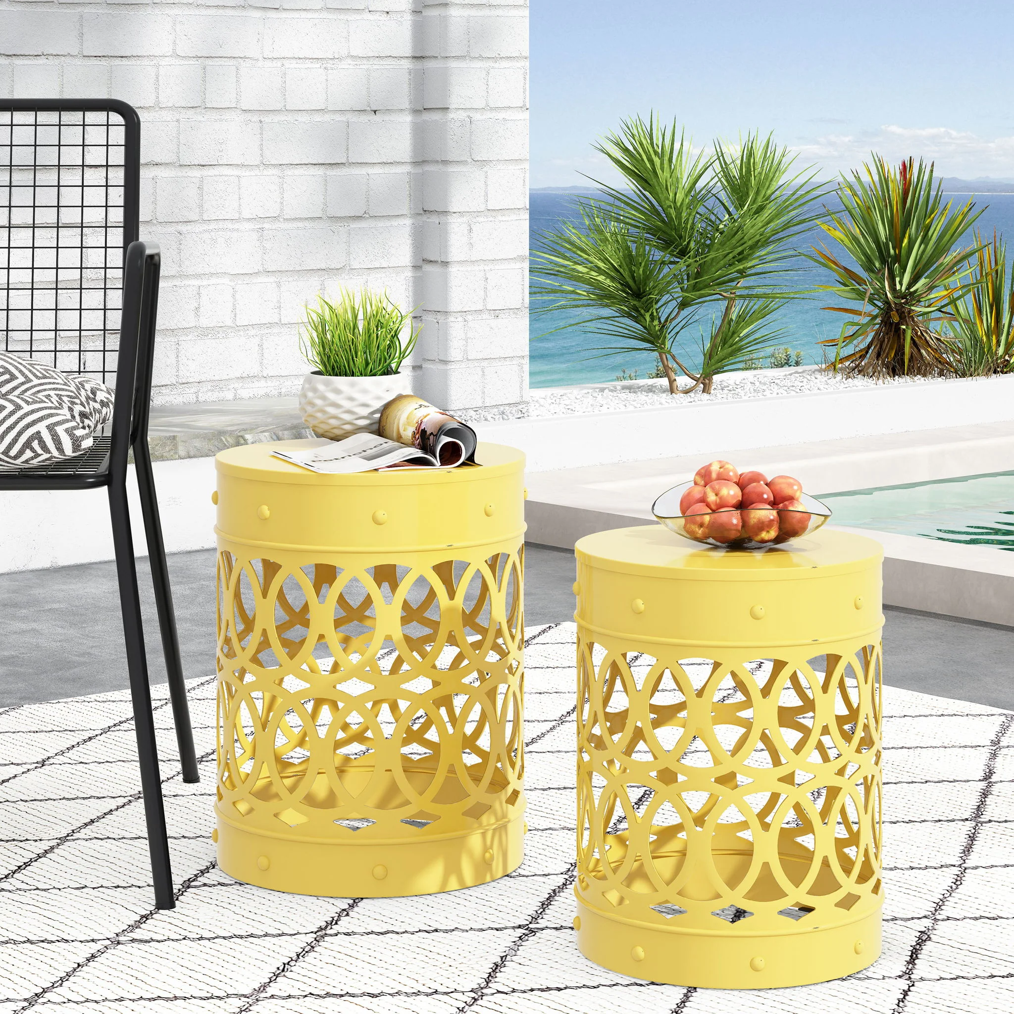 Outdoor Metal S/2 End Table - Image 5