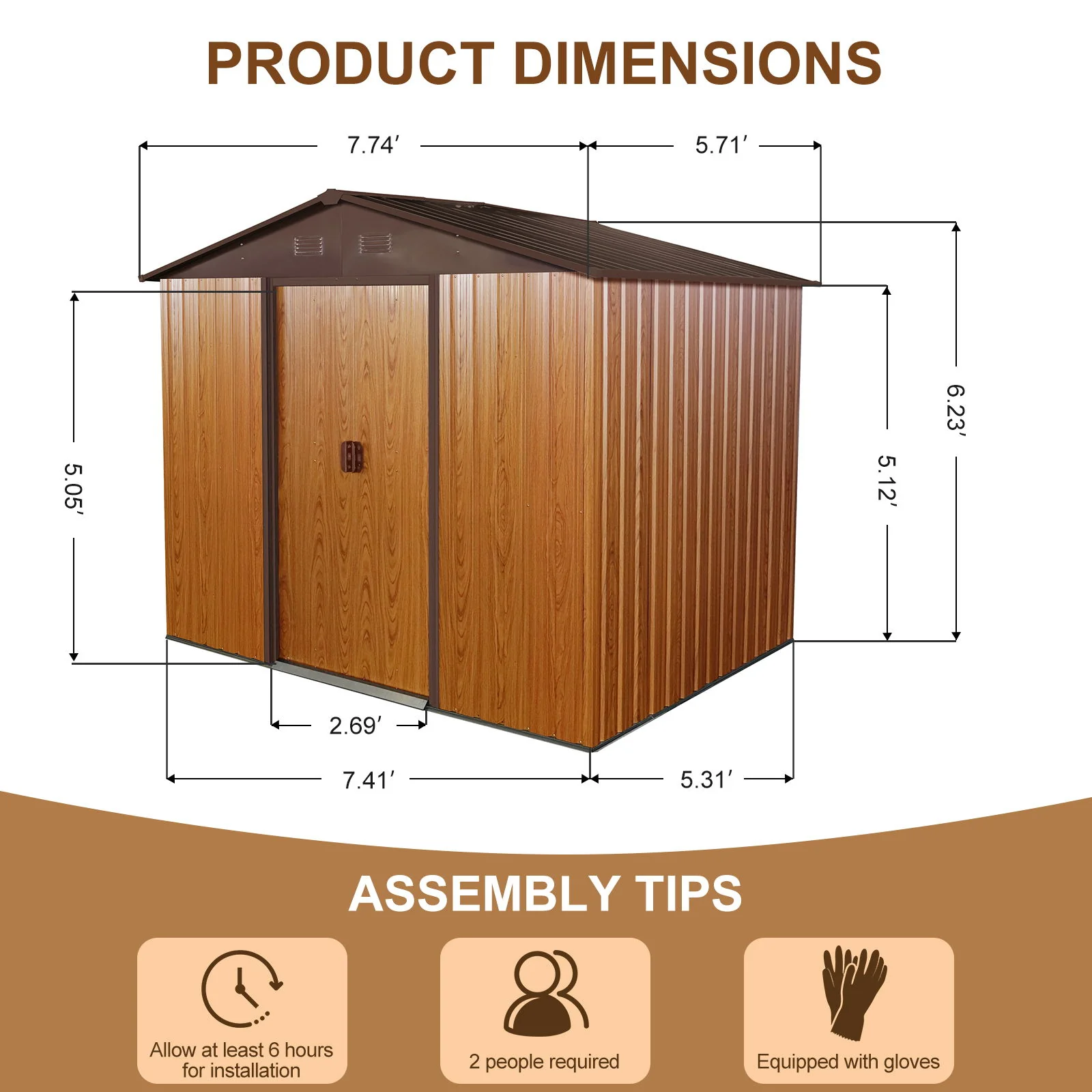 Outdoor Metal Storage Shed Garden Building Heavy Duty with Floor Base - Image 13
