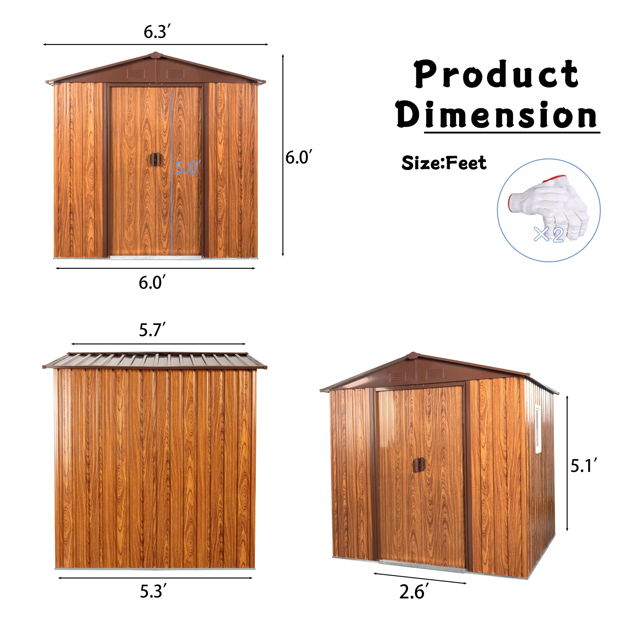Outdoor Metal Storage Shed Garden Building Heavy Duty with Floor Base - Image 17