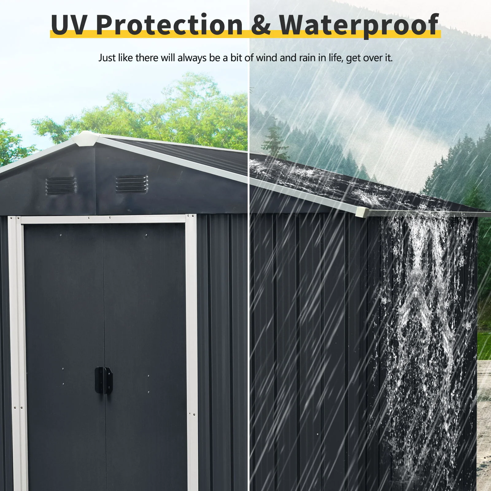 Outdoor Metal Storage Shed Garden Building with Sliding Door 8x4ft - Image 4