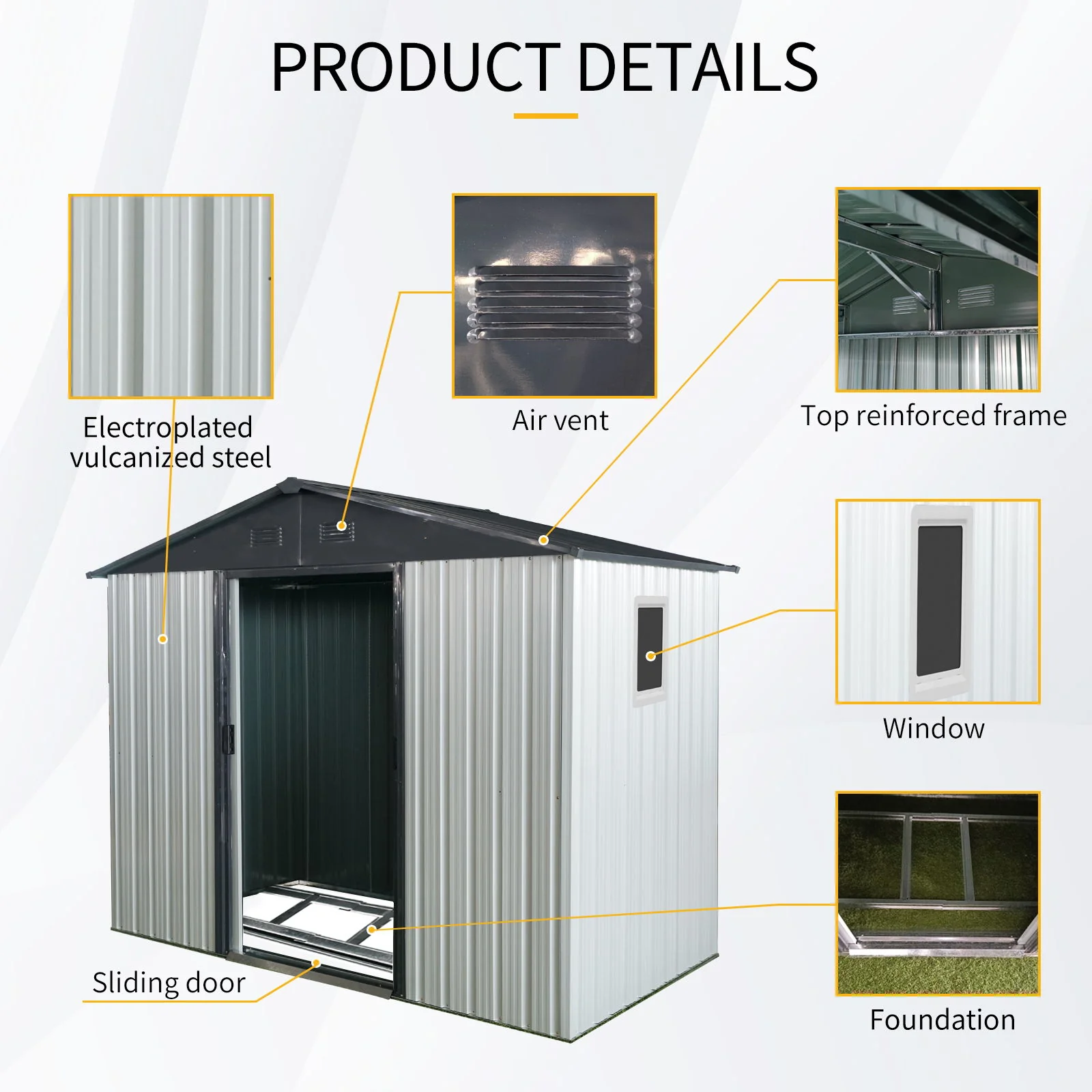 Outdoor Metal Storage Shed Garden Building with Window and Foundation 8x4ft - Image 10