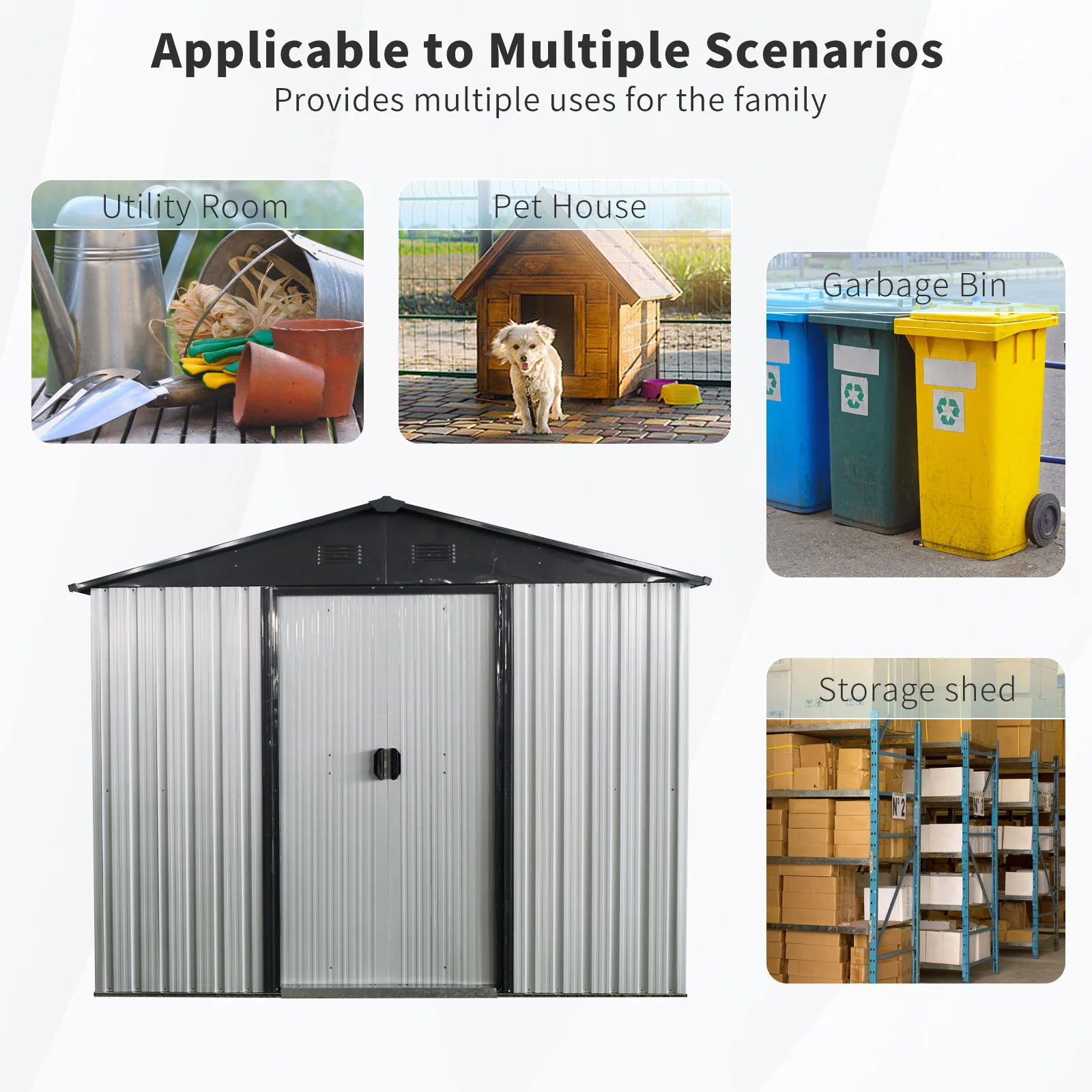 Outdoor Metal Storage Shed Garden Building with Window and Foundation 8x4ft - Image 3