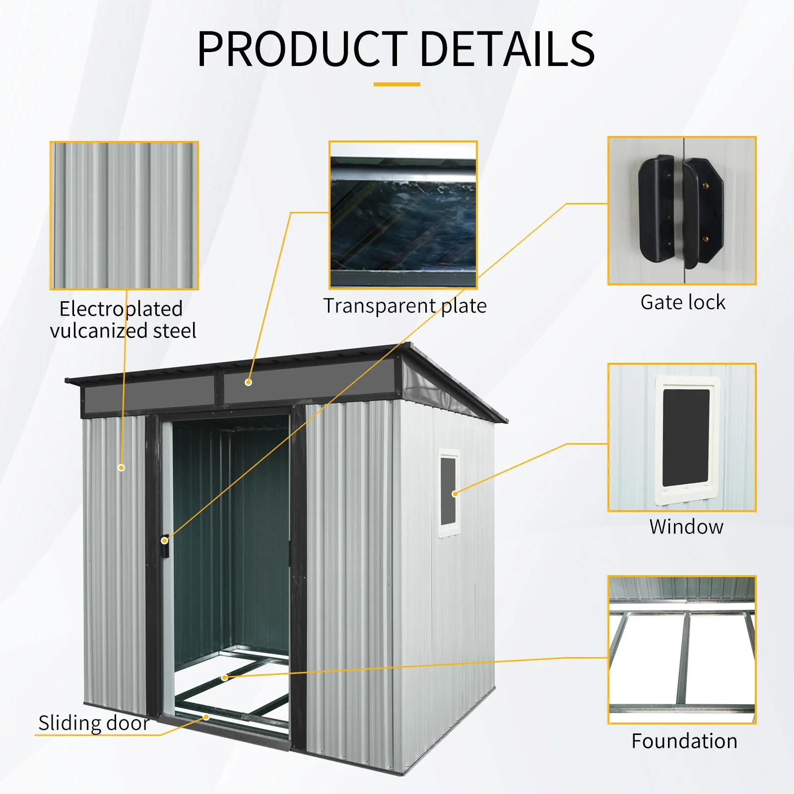 Outdoor Metal Storage Shed Garden Building with Window in Galvanized Steel - Image 18