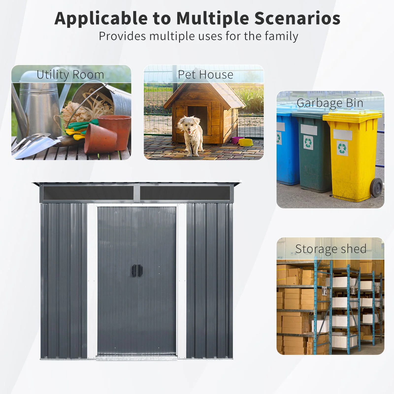 Outdoor Metal Storage Shed Garden Building with Window in Galvanized Steel - Image 19