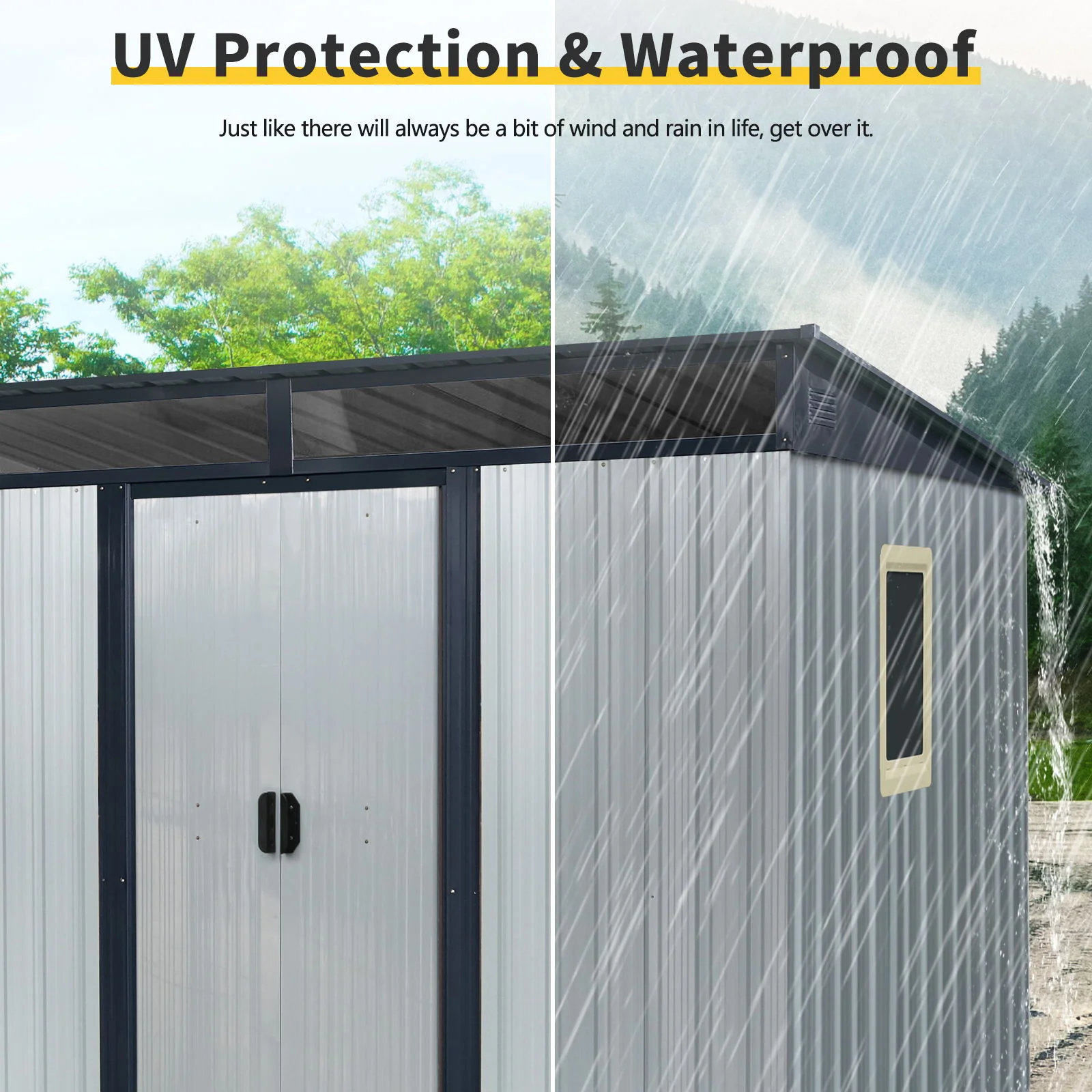 Outdoor Metal Storage Shed Garden Building with Window in Galvanized Steel - Image 22