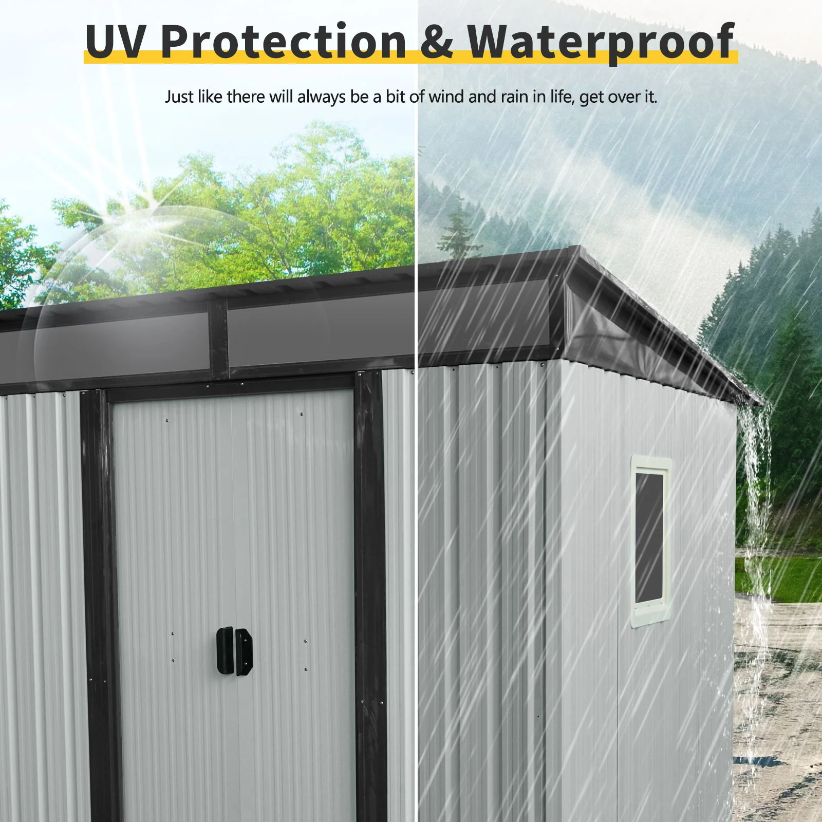 Outdoor Metal Storage Shed Garden Building with Window in Galvanized Steel - Image 23