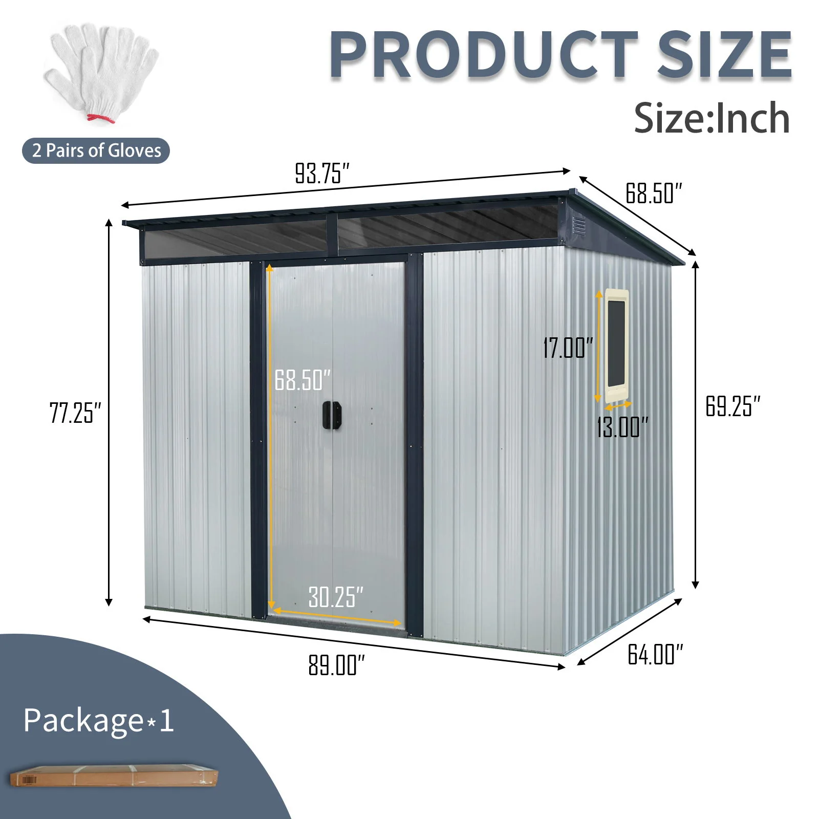 Outdoor Metal Storage Shed Garden Building with Window in Galvanized Steel - Image 6