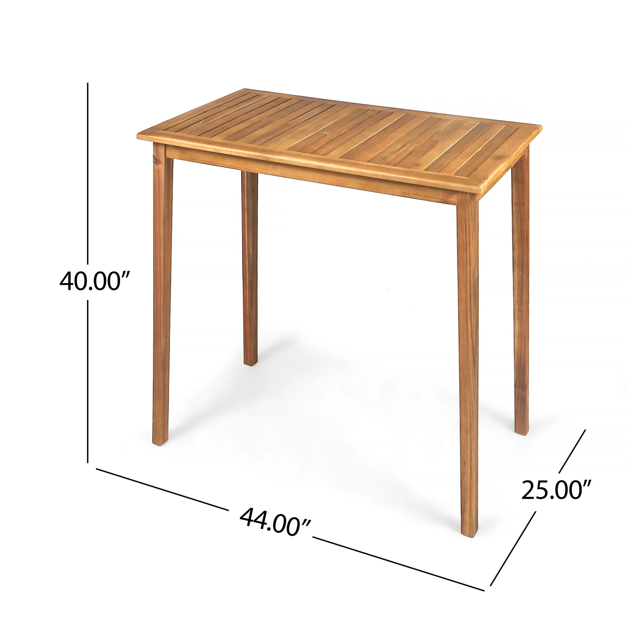 Outdoor Minimalist Acacia Wood Rectangle Bar Table - Image 15