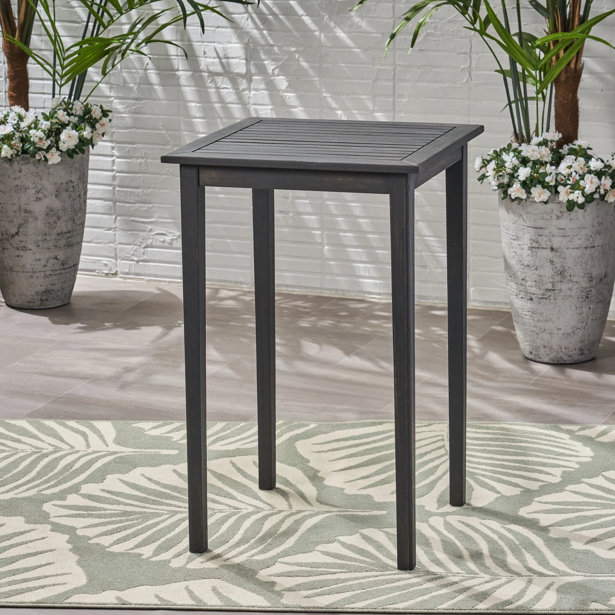 Outdoor Minimalist Acacia Wood Square Bar Table - Image 11