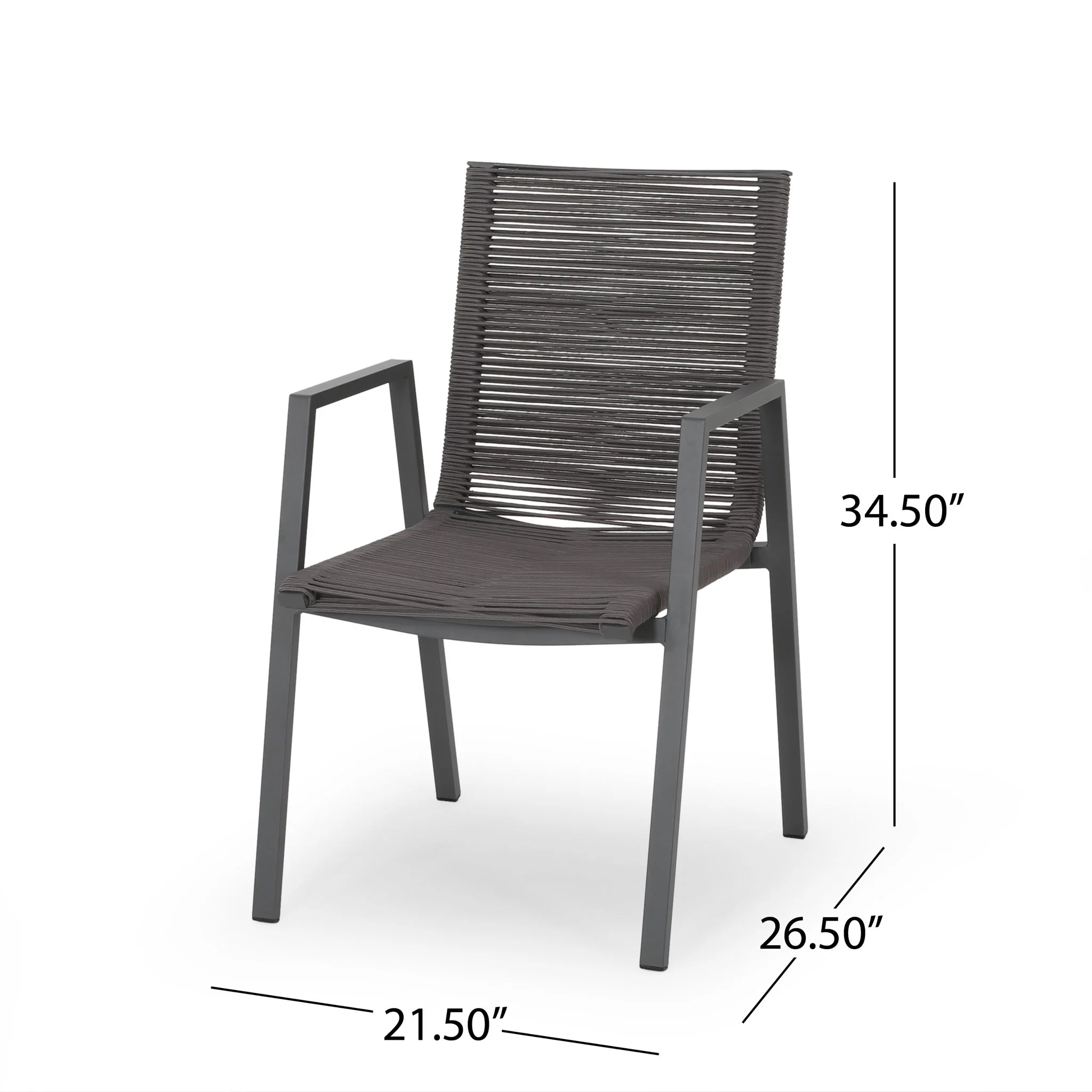 Outdoor Modern Aluminum Dining Chair Set With Rope Sea (Set of 2) - Image 12