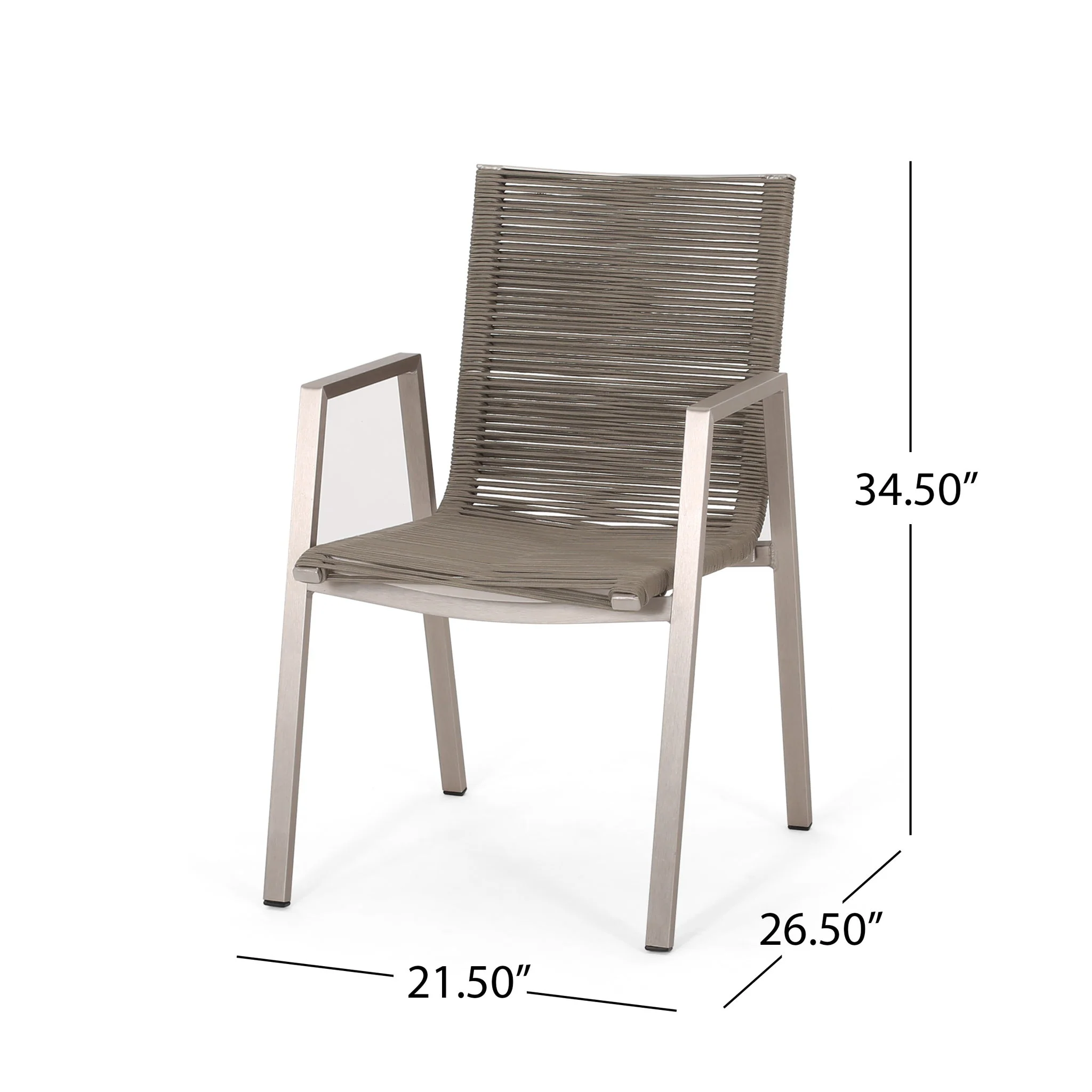 Outdoor Modern Aluminum Dining Chair Set With Rope Sea (Set of 2) - Image 18