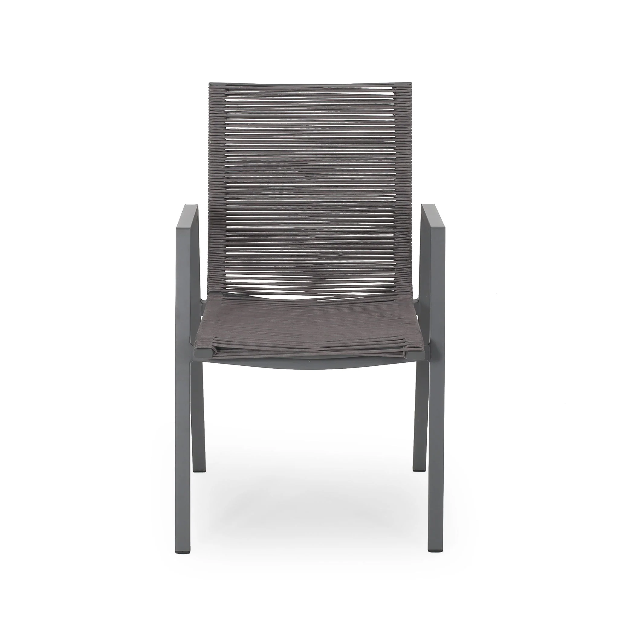 Outdoor Modern Aluminum Dining Chair Set With Rope Sea (Set of 2) - Image 9