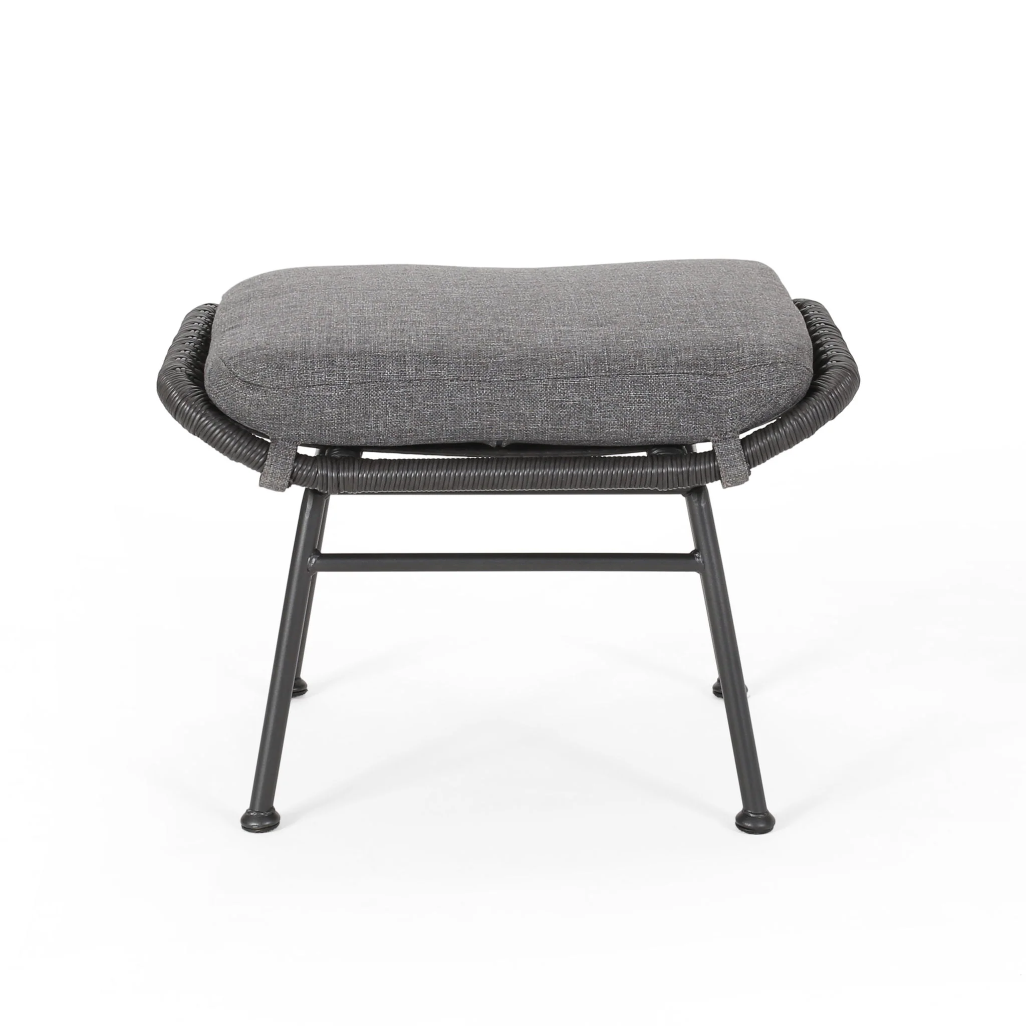 Outdoor Modern Boho Wicker Ottoman With Cushions (Set of 2) - Image 17