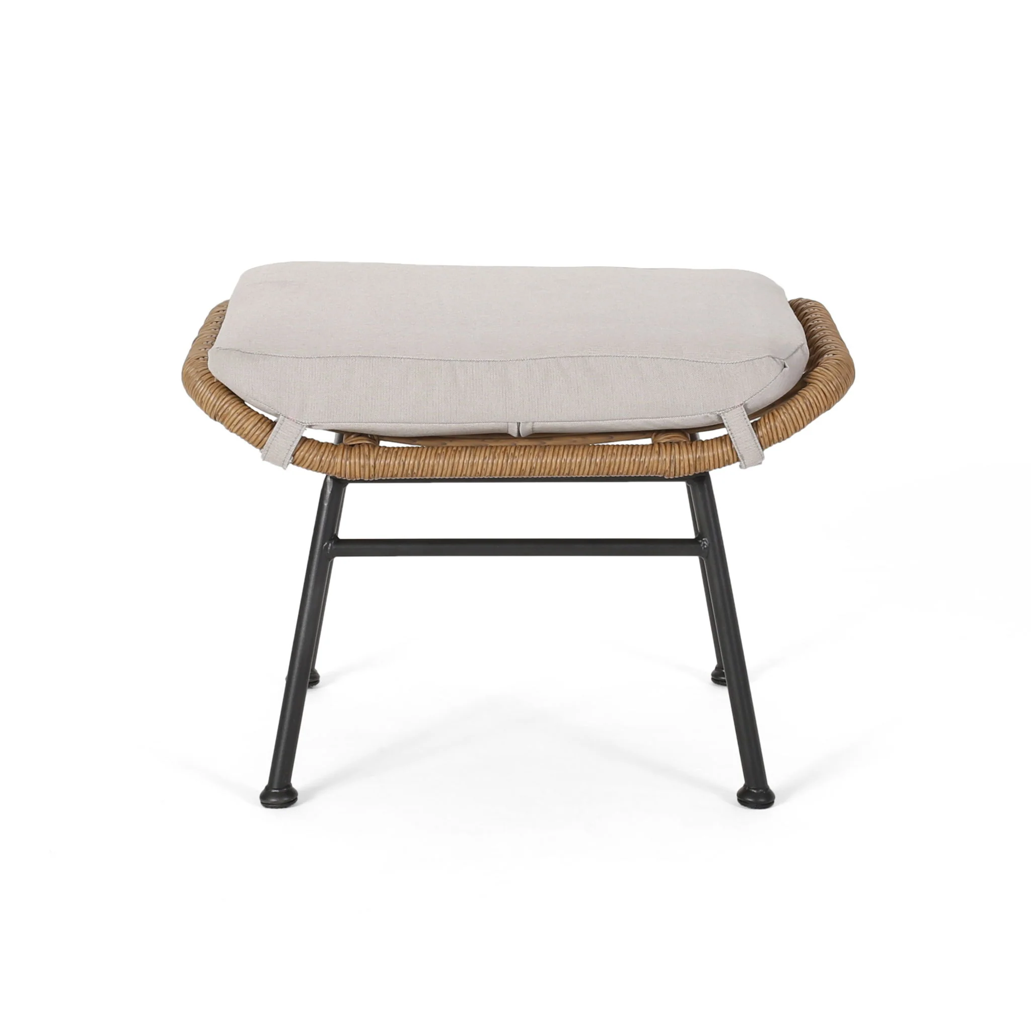 Outdoor Modern Boho Wicker Ottoman With Cushions (Set of 2) - Image 5