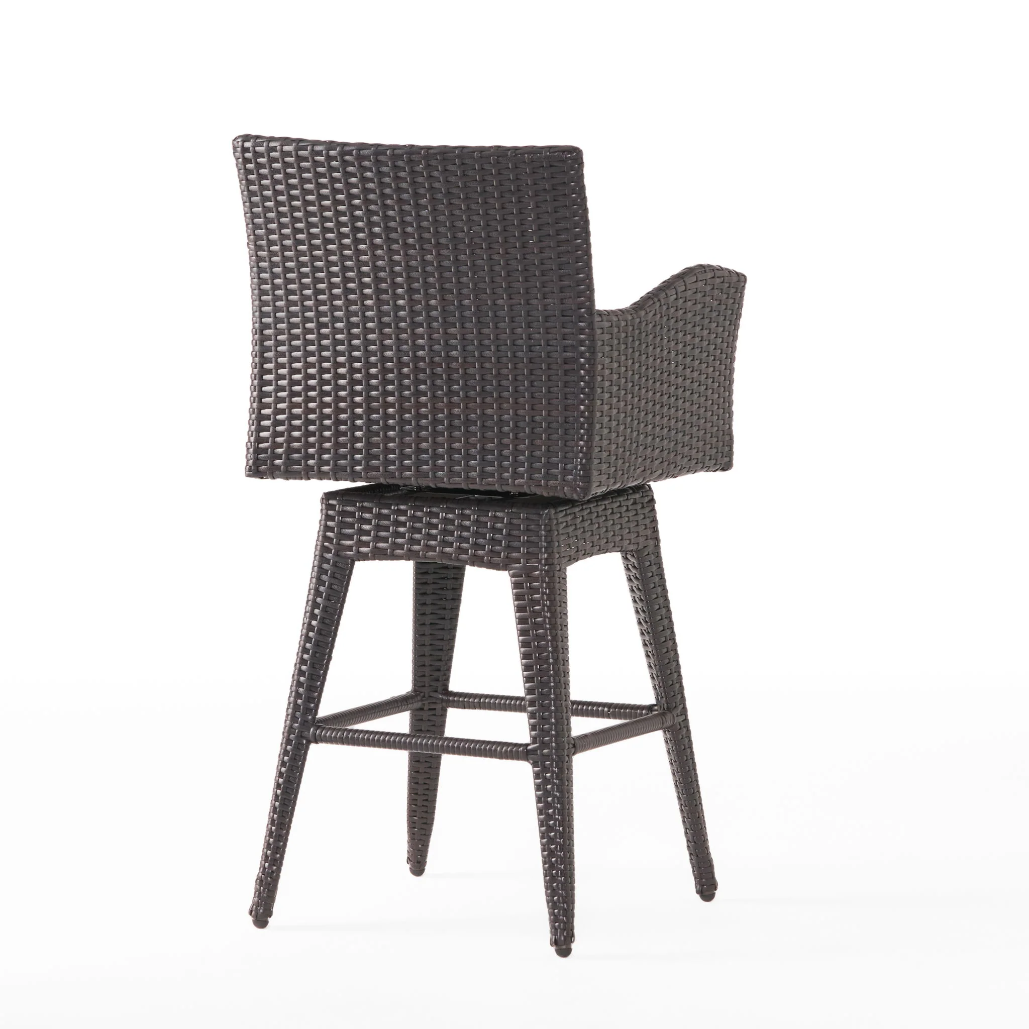 Outdoor Modern Rattan Swivel Barstool With Tapered Legs - Beige / Multibrown - Image 8