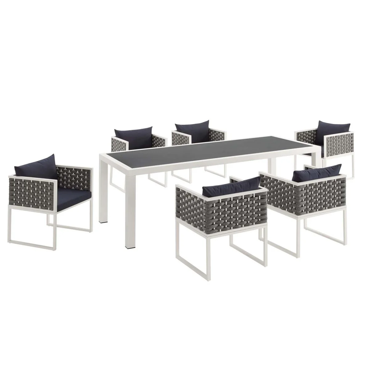 Outdoor Patio Aluminum and Rope Dining Set with Cushions for Comfortable Dining - Image 2