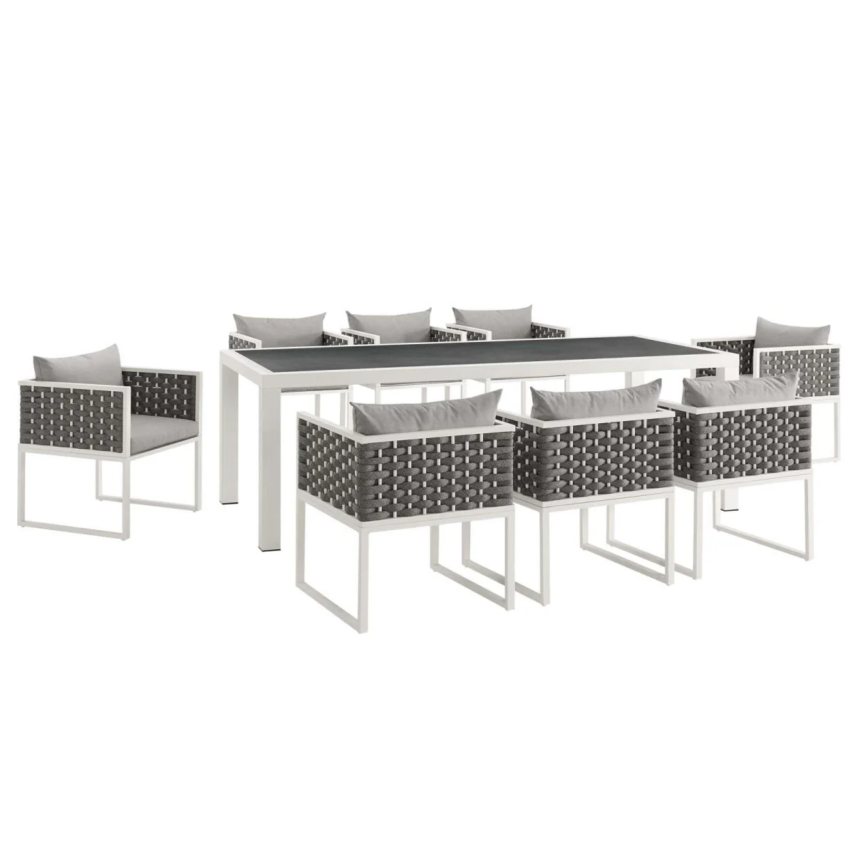 Outdoor Patio Aluminum and Rope Dining Set with Cushions for Comfortable Dining - Image 29