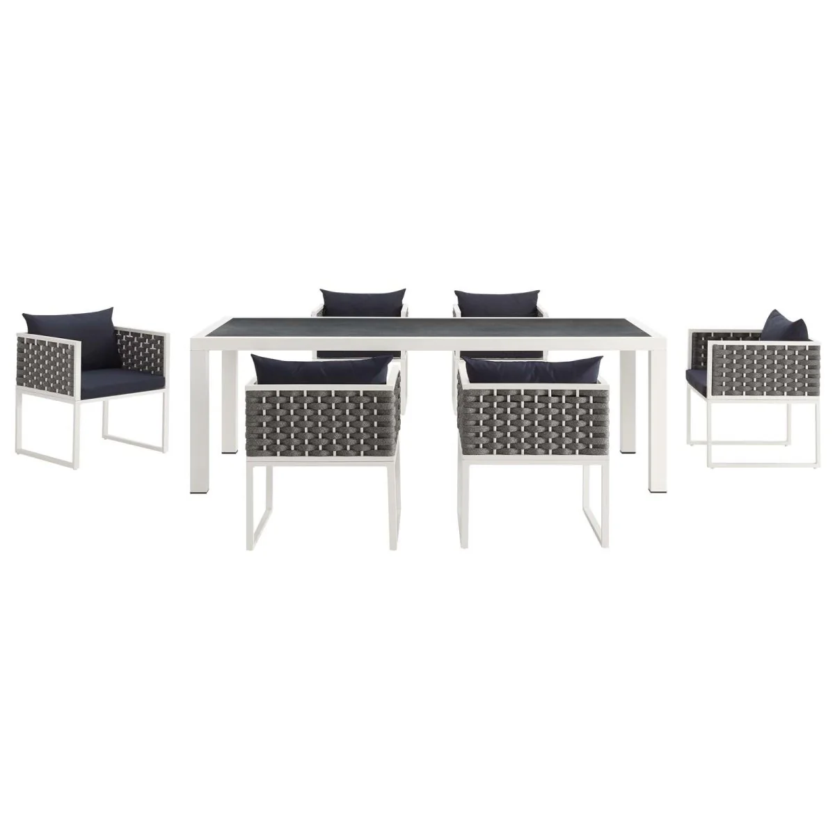 Outdoor Patio Aluminum and Rope Dining Set with Cushions for Comfortable Dining - Image 7