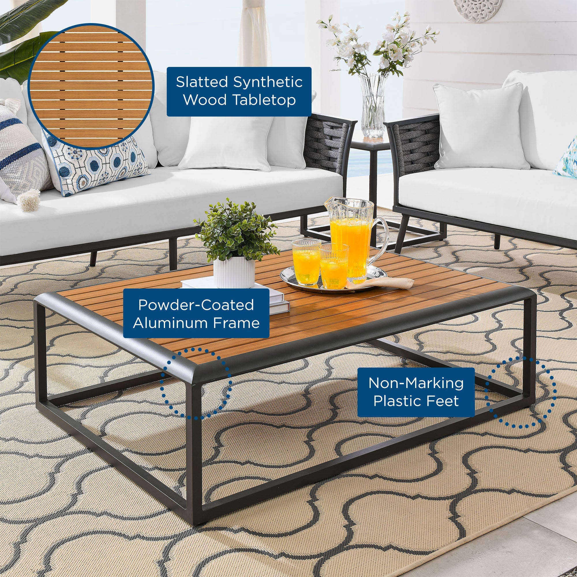 Outdoor Patio Aluminum Coffee Table for Garden, Deck and Backyard Seating Areas - Image 8