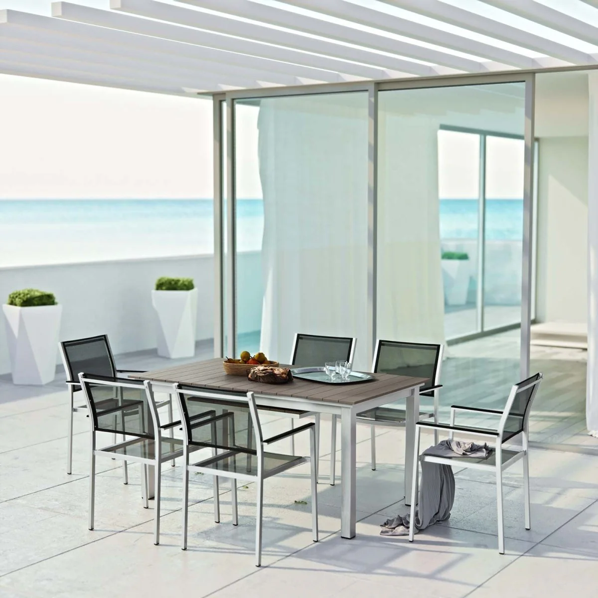 Outdoor Patio Aluminum Dining Set with Dining Table and Chairs in Multiple Configurations - Image 38