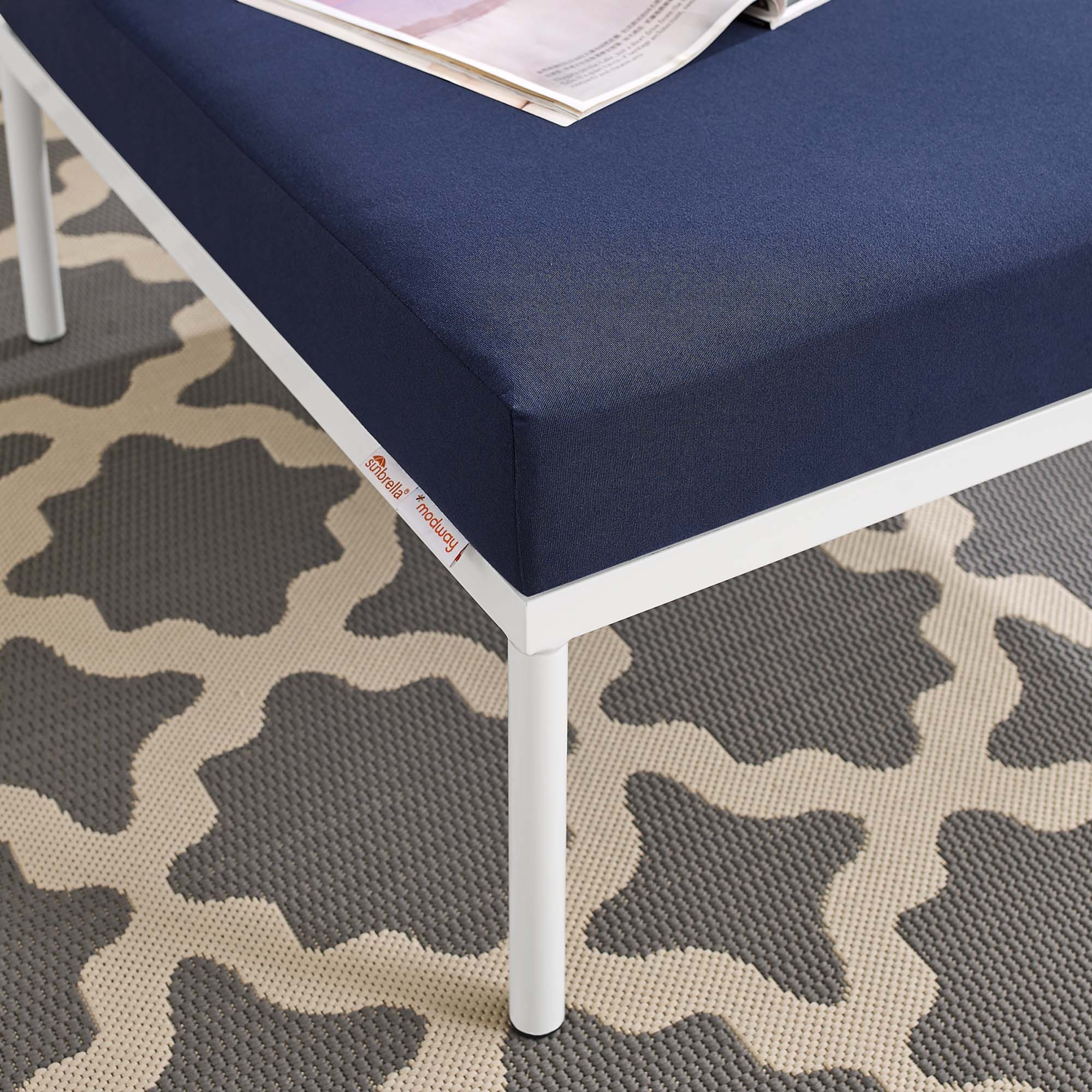Outdoor Patio Aluminum Ottoman with Sunbrella® Cushion — Weather-Resistant Seating - Image 2