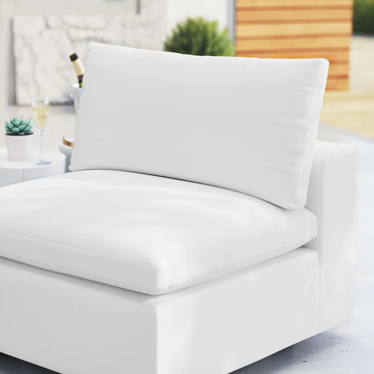 Outdoor Patio Armless Chair – Aluminum Frame with Sunbrella Fabric, Weather-Resistant - Image 2