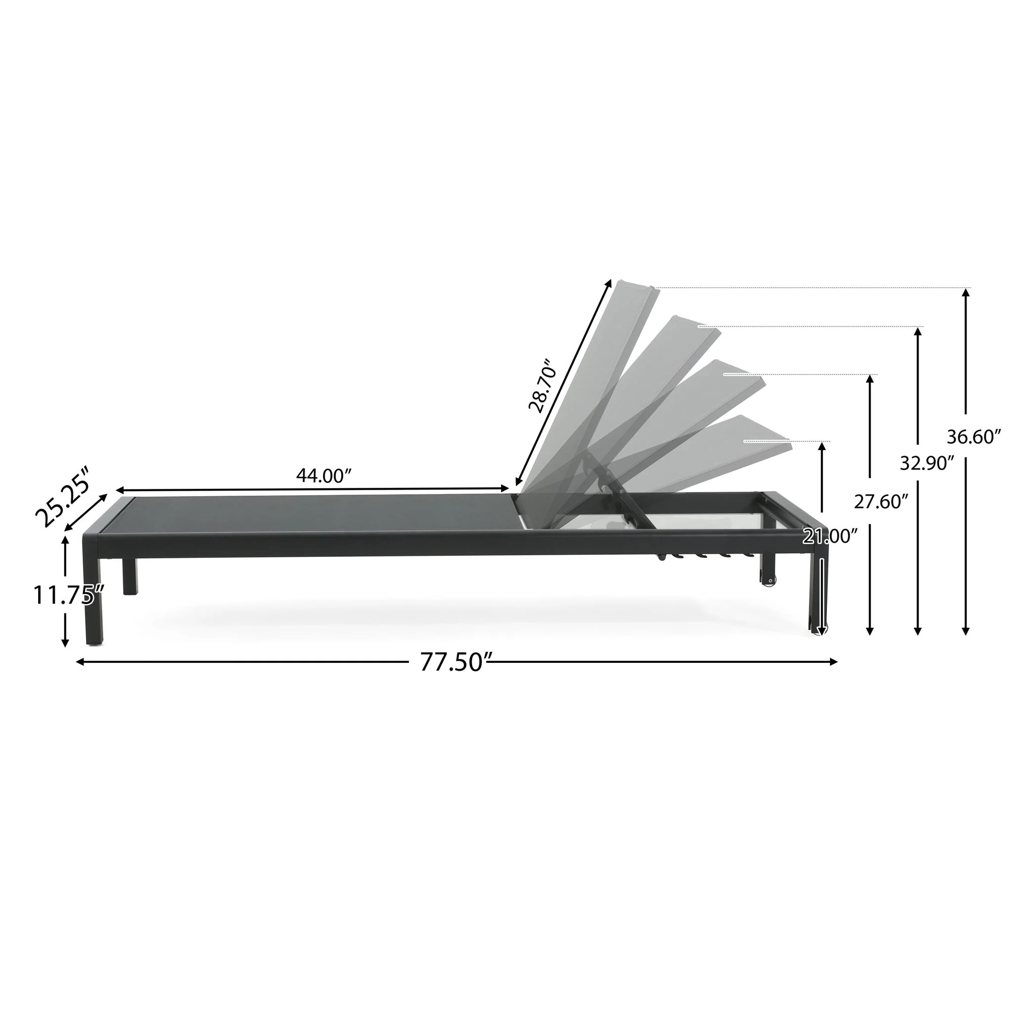 Outdoor Patio Chaise Lounge With 5 Reclining Positions - Image 16