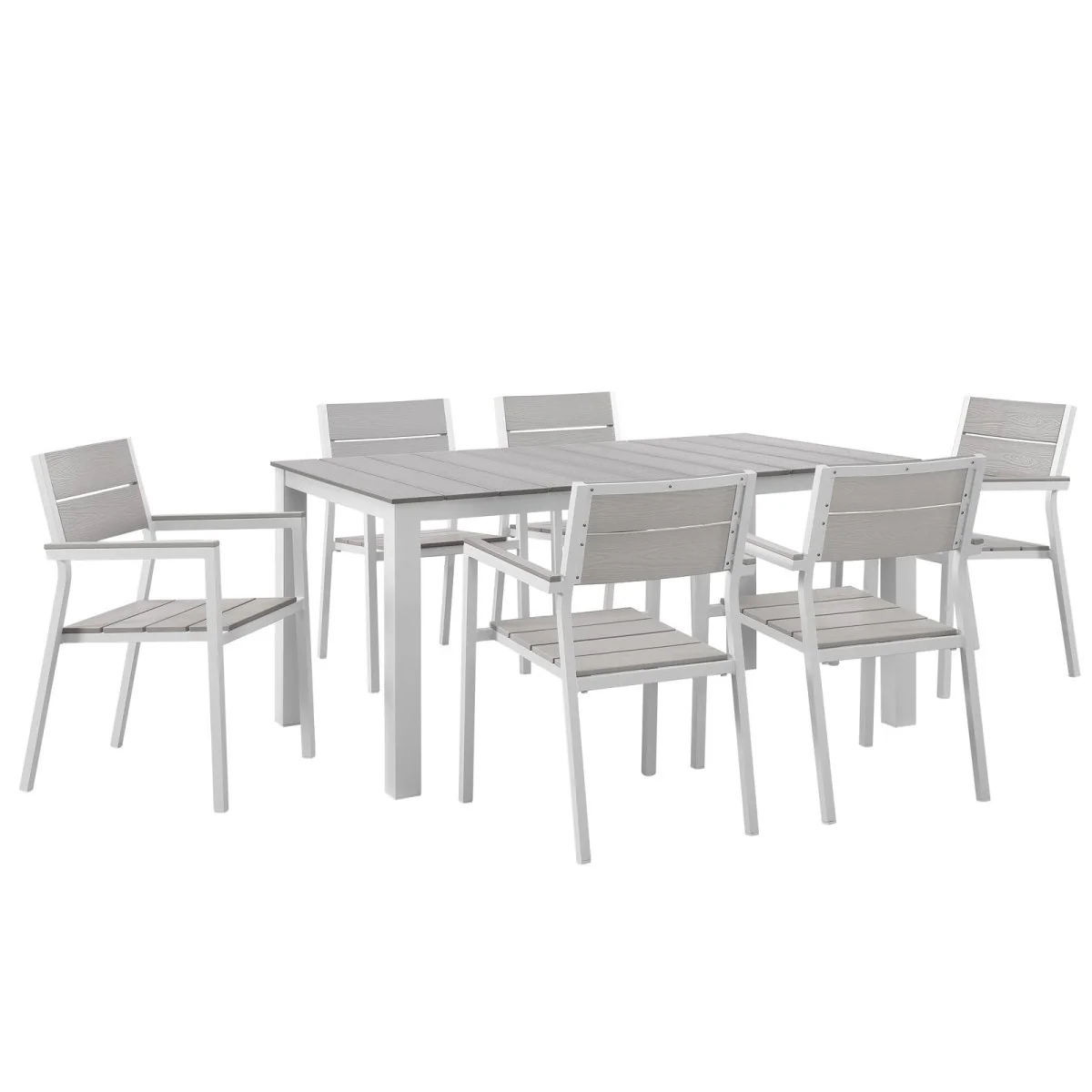 Outdoor Patio Dining Set – Aluminum Frame with Wood-Look Table and Chairs - Image 22