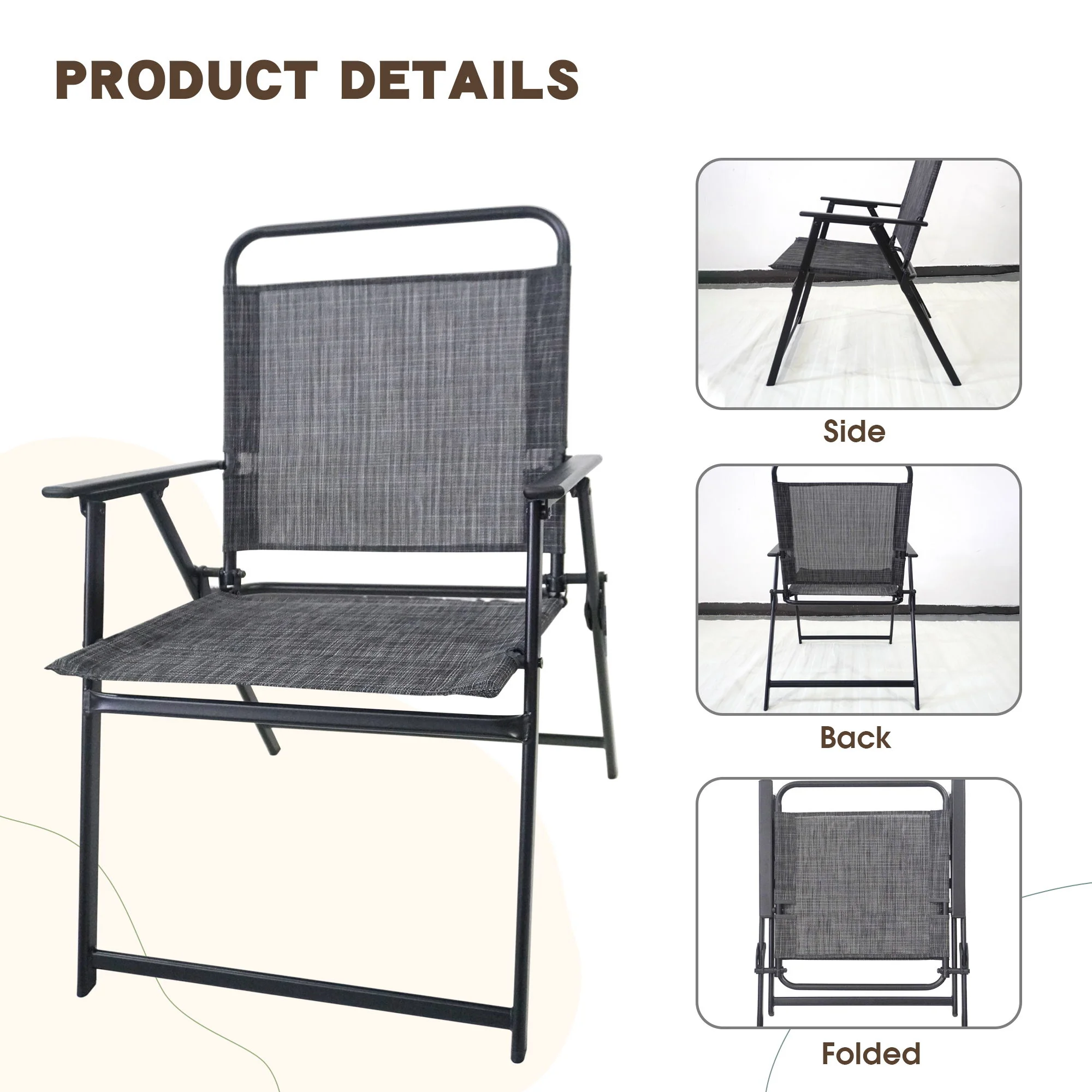 Outdoor Patio Dining Set For 4 People, Metal Patio Furniture Table And Chair Set With Umbrella - Black - Image 2