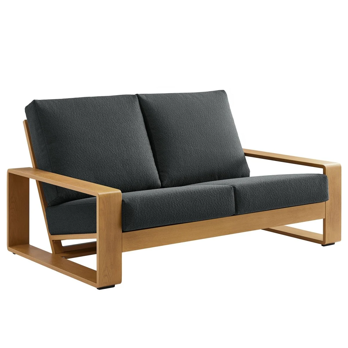 Outdoor Patio Loveseat – Aluminum Frame with Faux Wood Finish, Durable All-Weather Seating