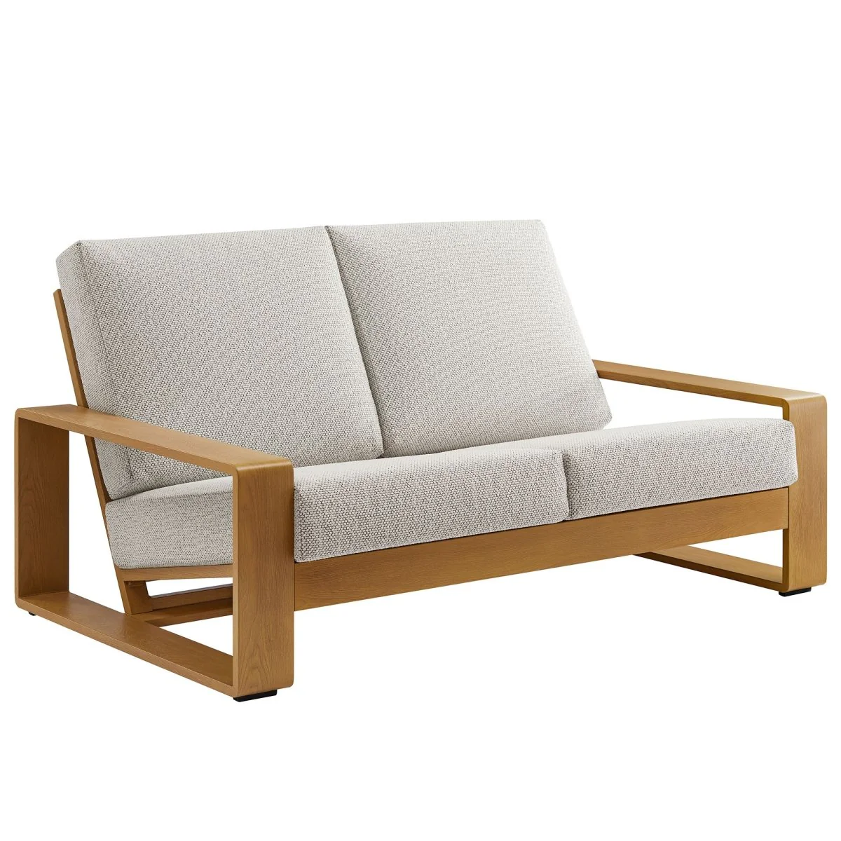 Outdoor Patio Loveseat – Aluminum Frame with Faux Wood Finish, Durable All-Weather Seating - Image 10