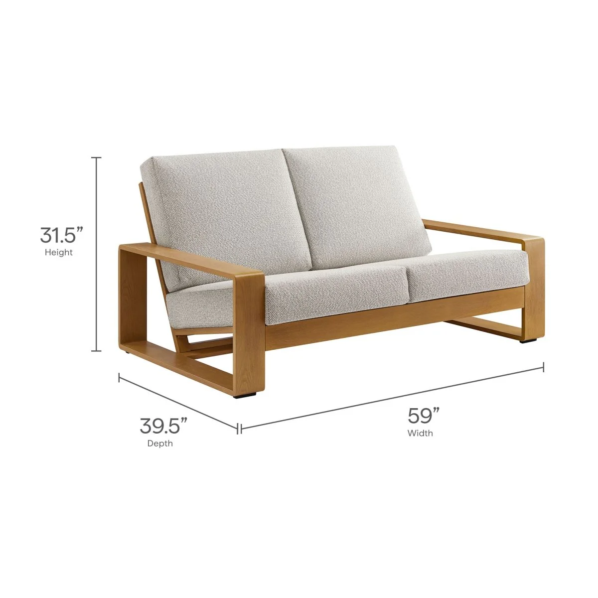 Outdoor Patio Loveseat – Aluminum Frame with Faux Wood Finish, Durable All-Weather Seating - Image 12