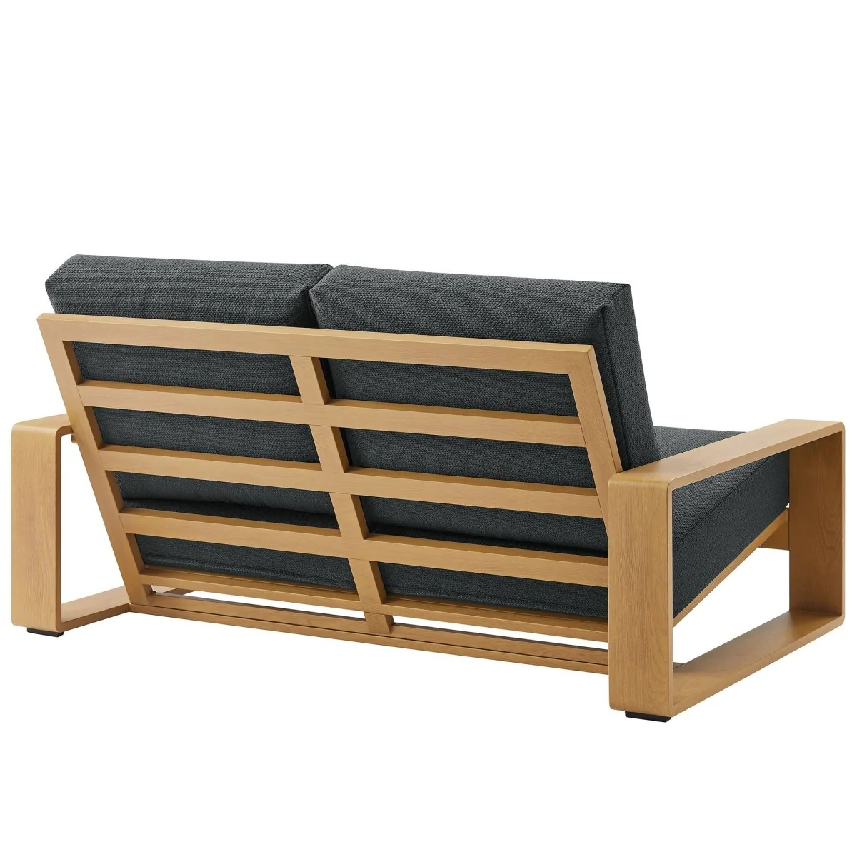 Outdoor Patio Loveseat – Aluminum Frame with Faux Wood Finish, Durable All-Weather Seating - Image 6