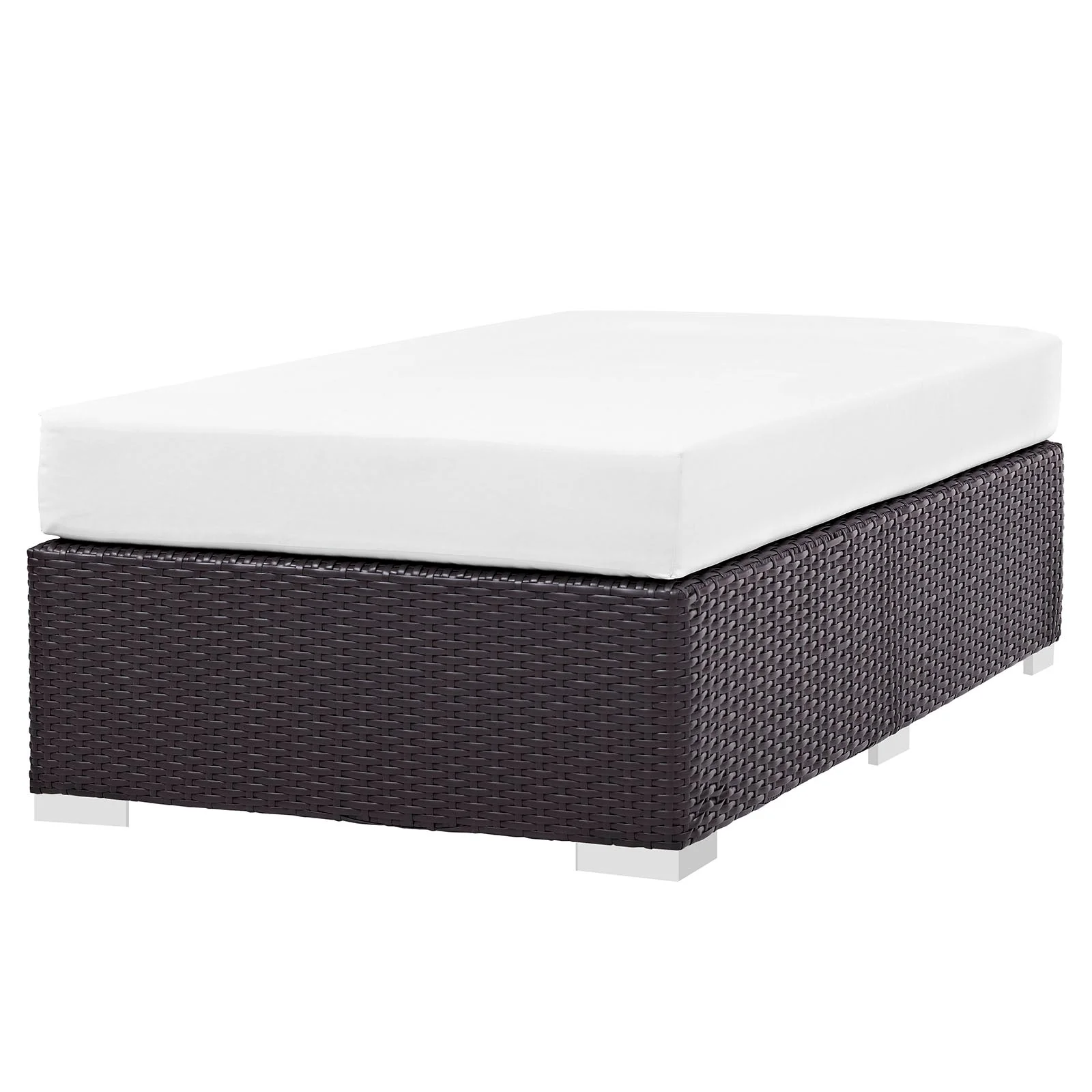 Outdoor Patio Rectangular Wicker Ottoman - Durable All-Weather Patio Accent Ottoman - Image 2
