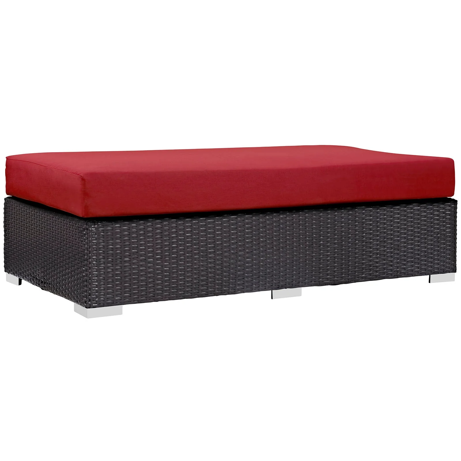 Outdoor Patio Rectangular Wicker Ottoman - Durable All-Weather Patio Accent Ottoman - Image 6