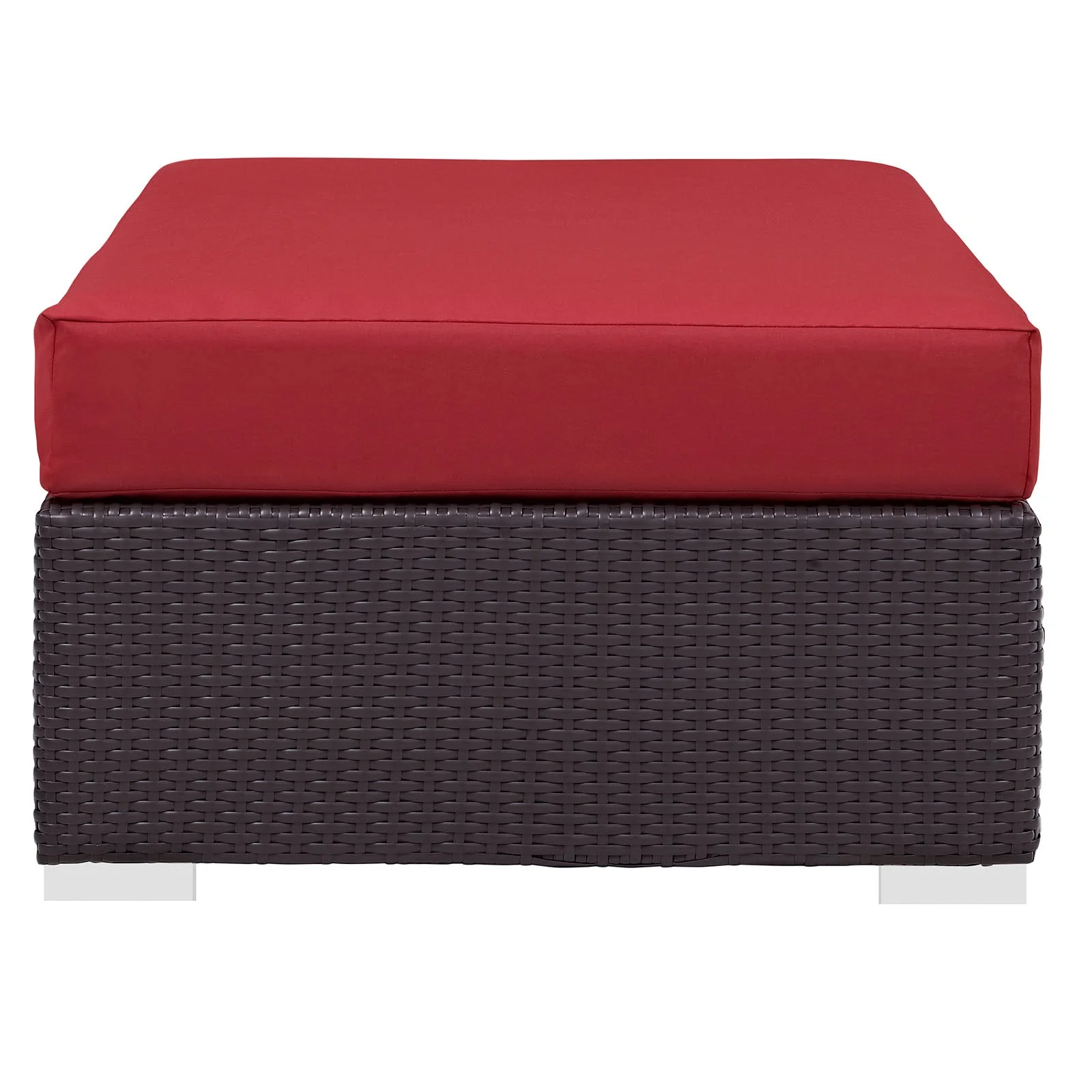Outdoor Patio Rectangular Wicker Ottoman - Durable All-Weather Patio Accent Ottoman - Image 8