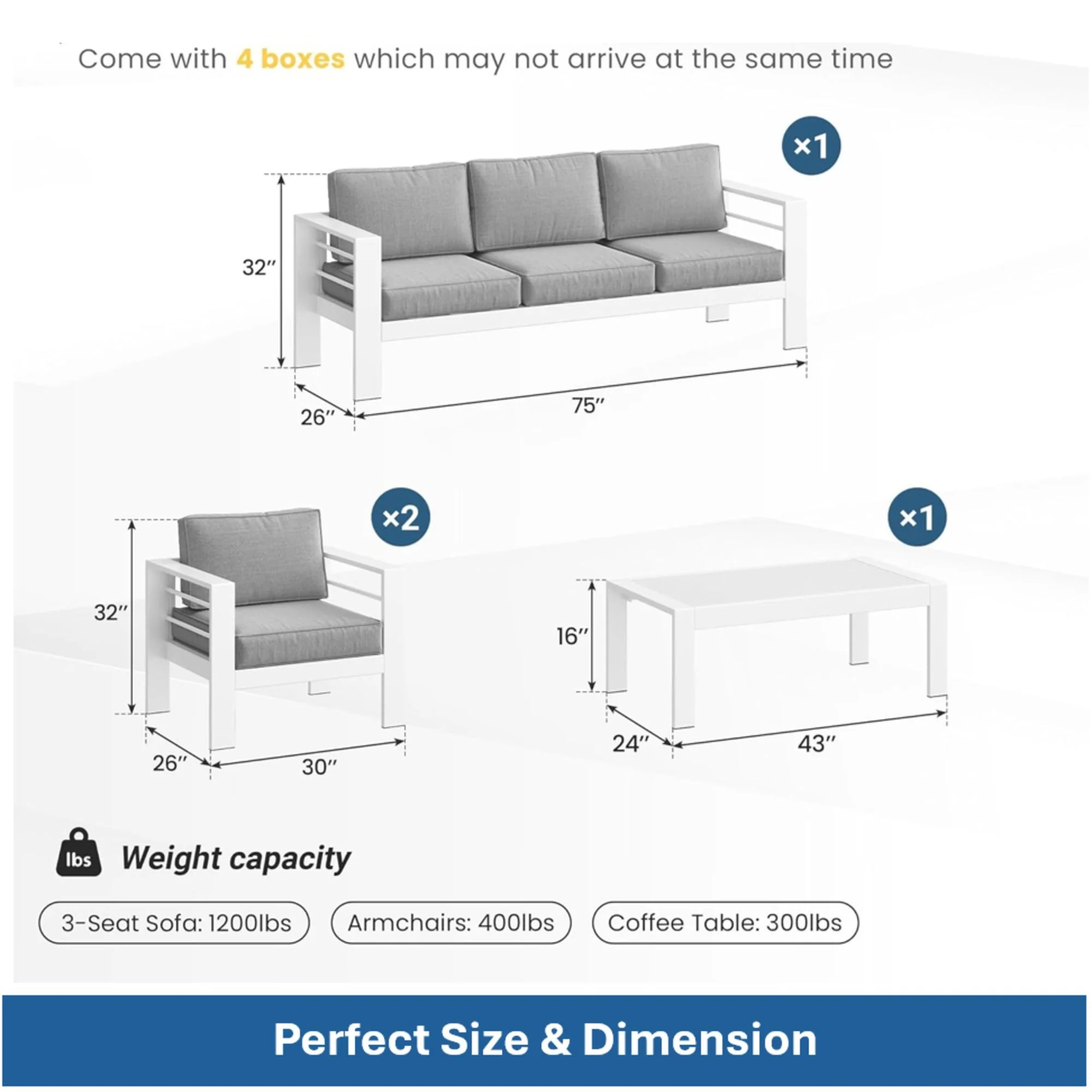 Outdoor Patio Set With All-Weather Thick Cushions - Image 48