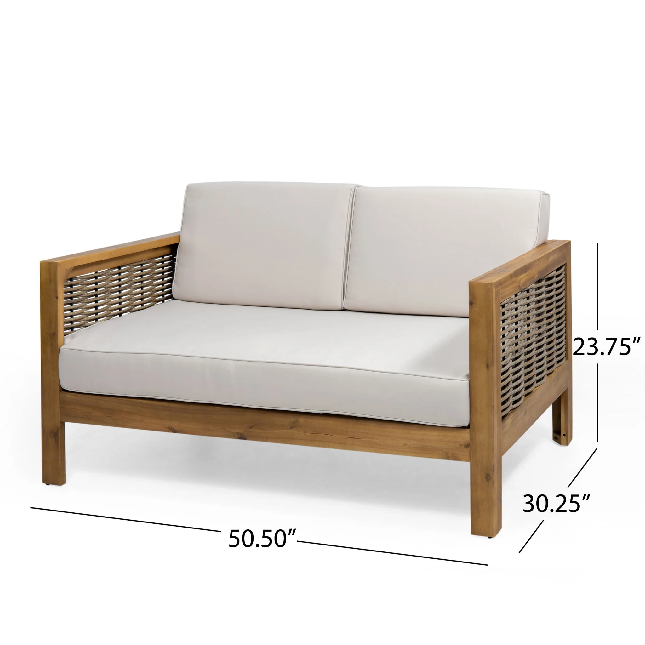 Outdoor Patio Set With Coffee Table And Loveseat - Teak / Beige - Image 3