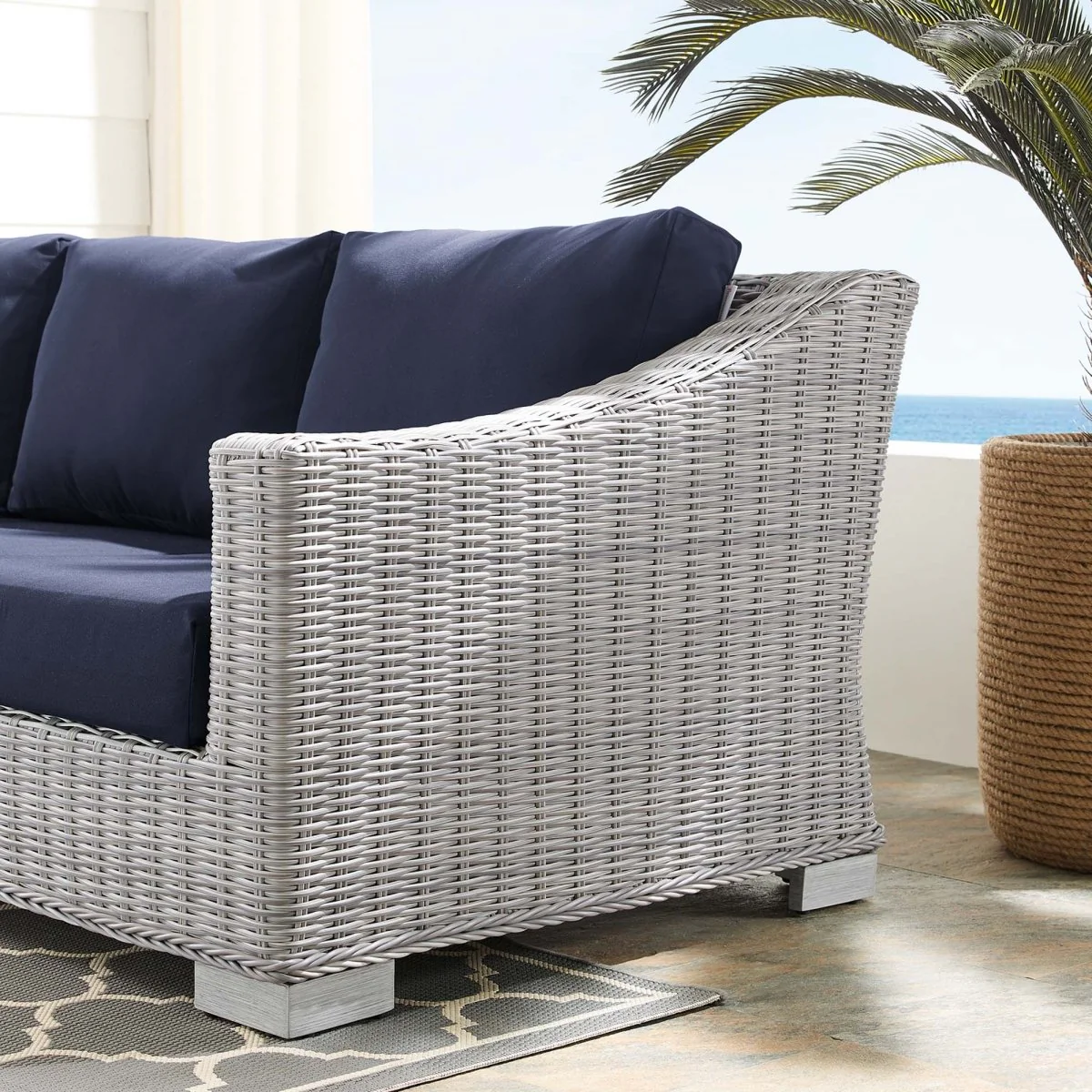 Outdoor Patio Sofa – Wicker Rattan Frame with Sunbrella Fabric Cushions - Image 13