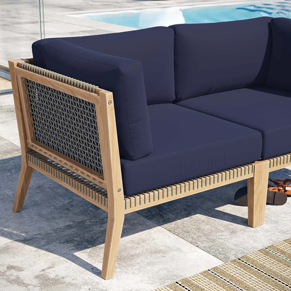 Outdoor Patio Teak Wood Loveseat Classic Weather-Resistant Teak Seating for Two - Image 20