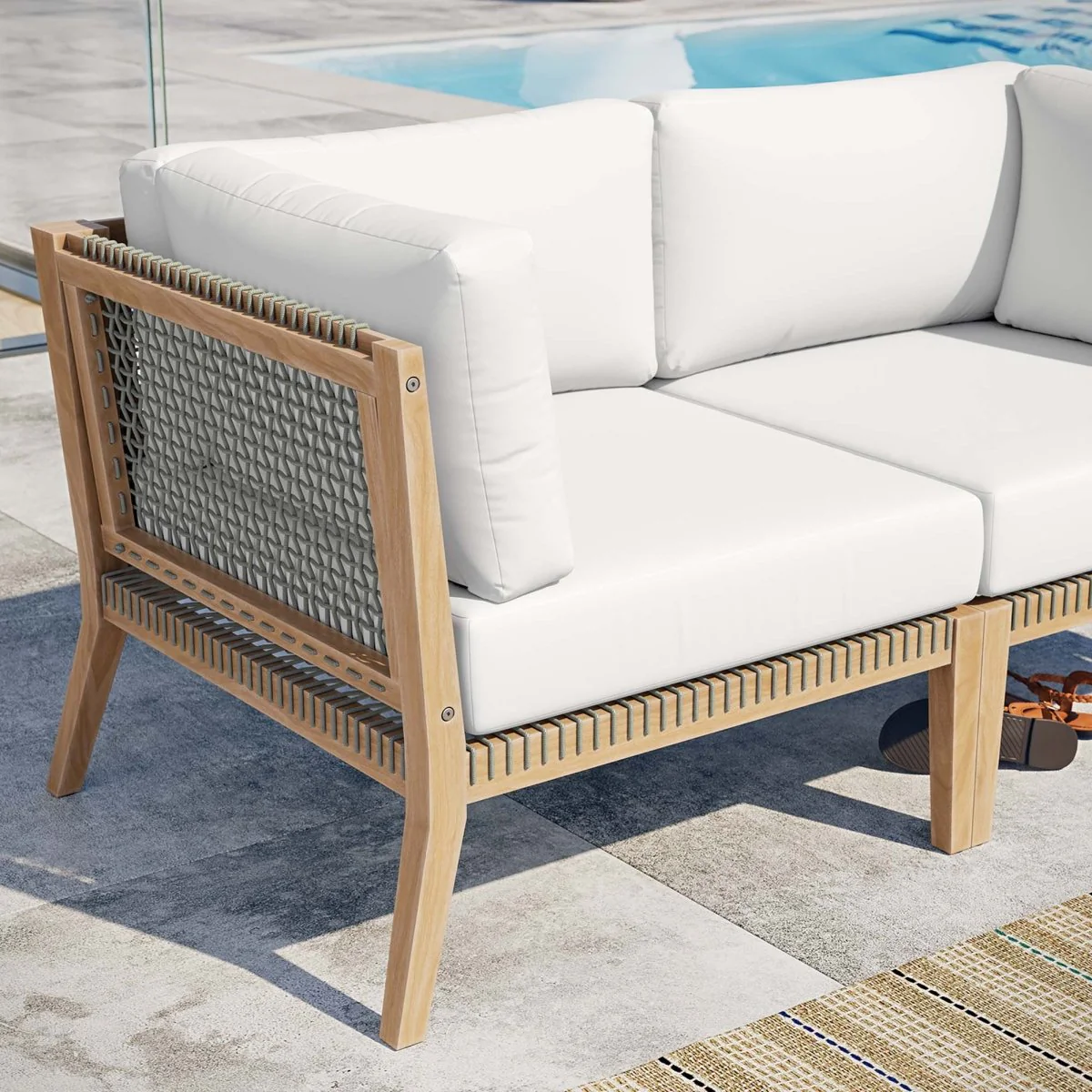 Outdoor Patio Teak Wood Loveseat Classic Weather-Resistant Teak Seating for Two - Image 27